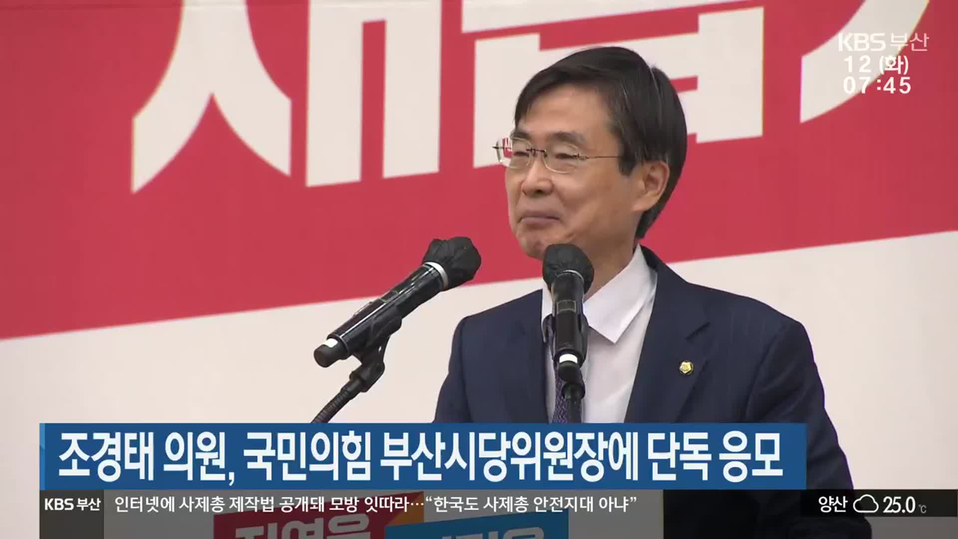 조경태 의원, 국민의힘 부산시당위원장에 단독 응모