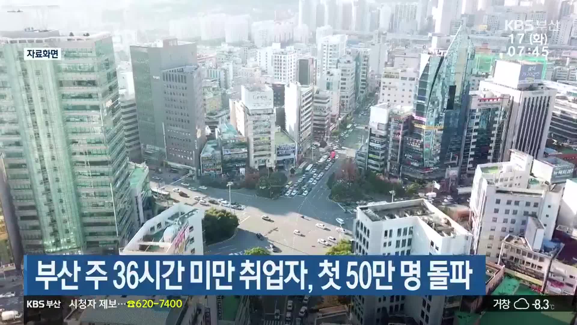 부산 주 36시간 미만 취업자, 첫 50만 명 돌파