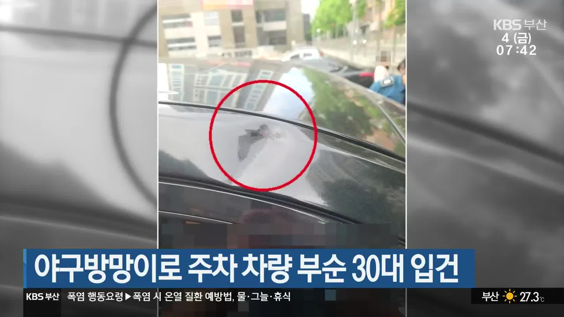 야구방망이로 주차 차량 부순 30대 입건