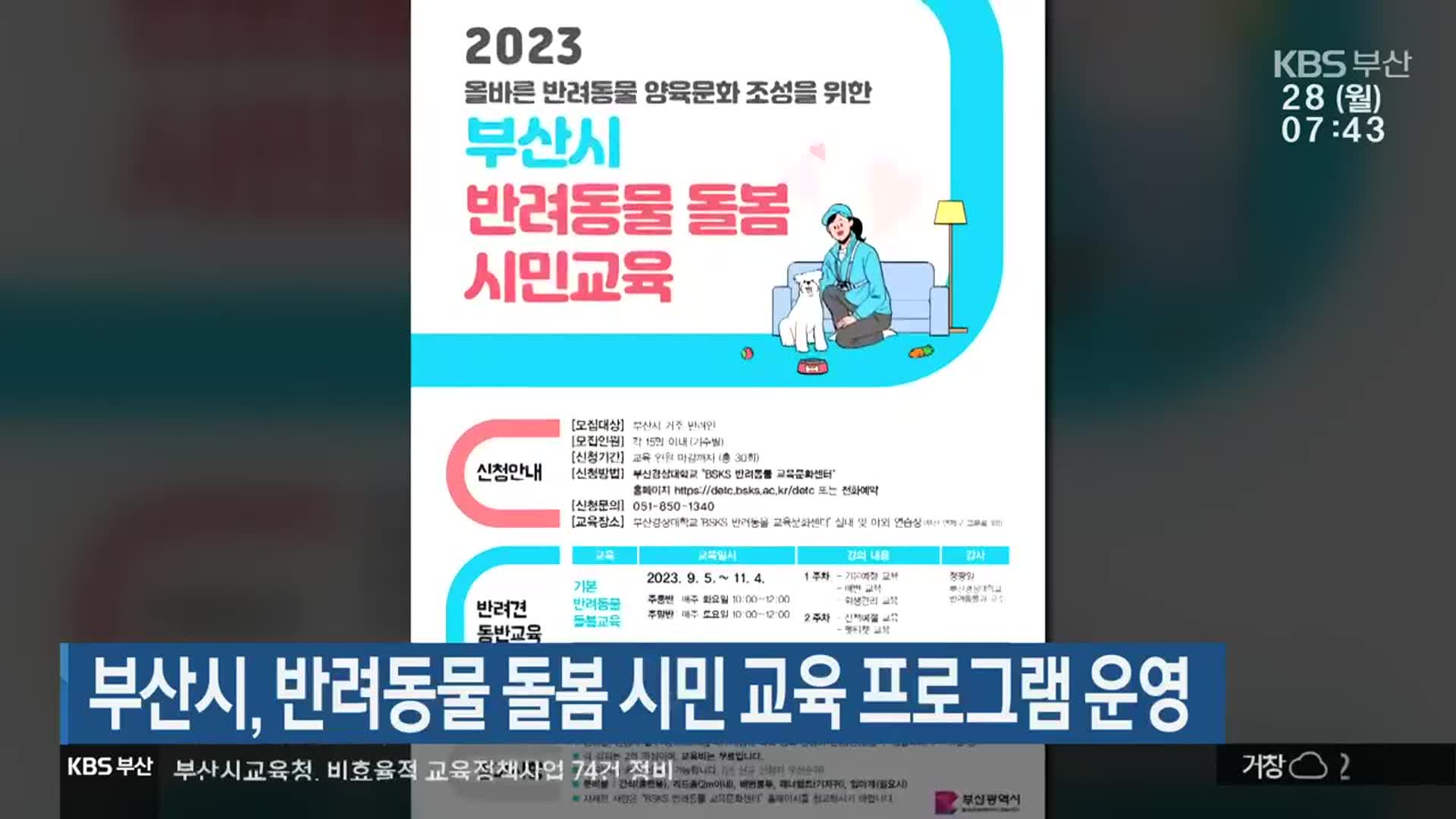 부산시, 반려동물 돌봄 시민 교육 프로그램 운영