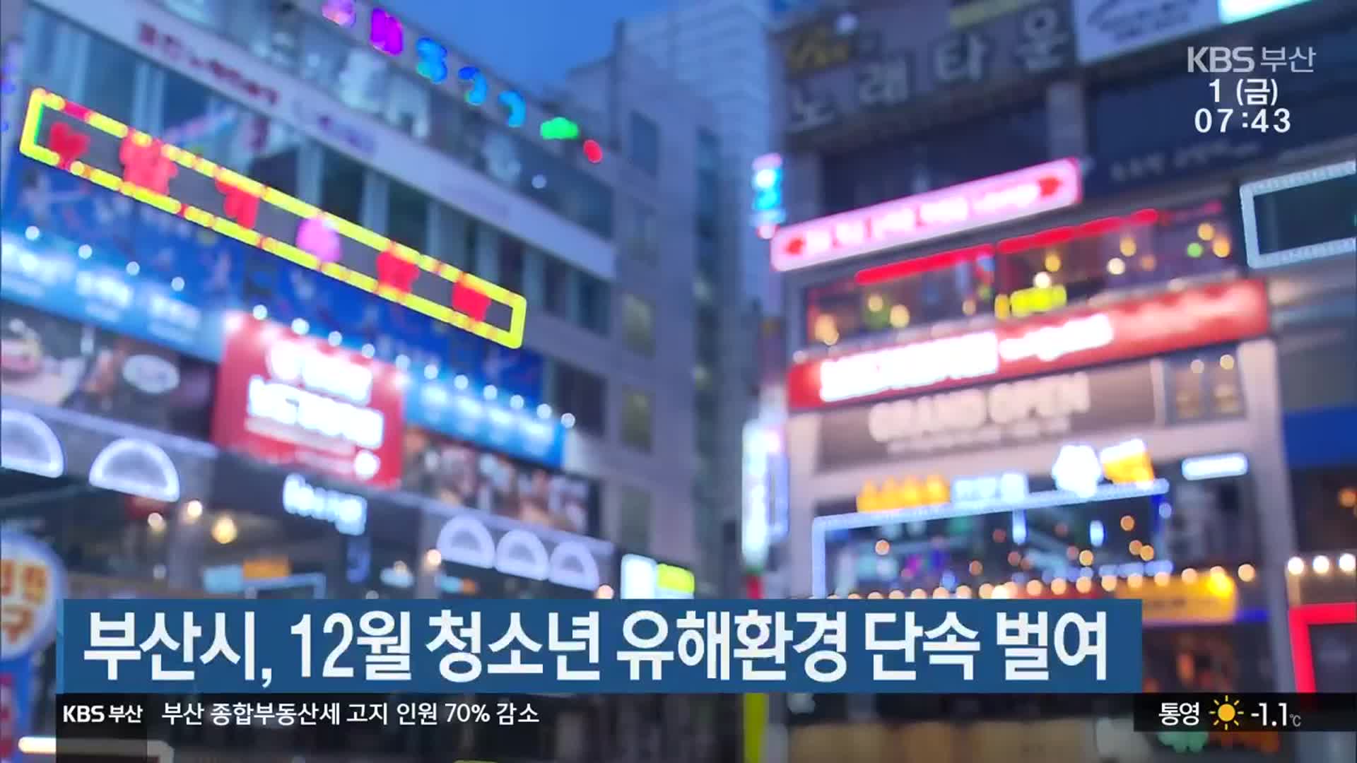 부산시, 12월 청소년 유해환경 단속 벌여