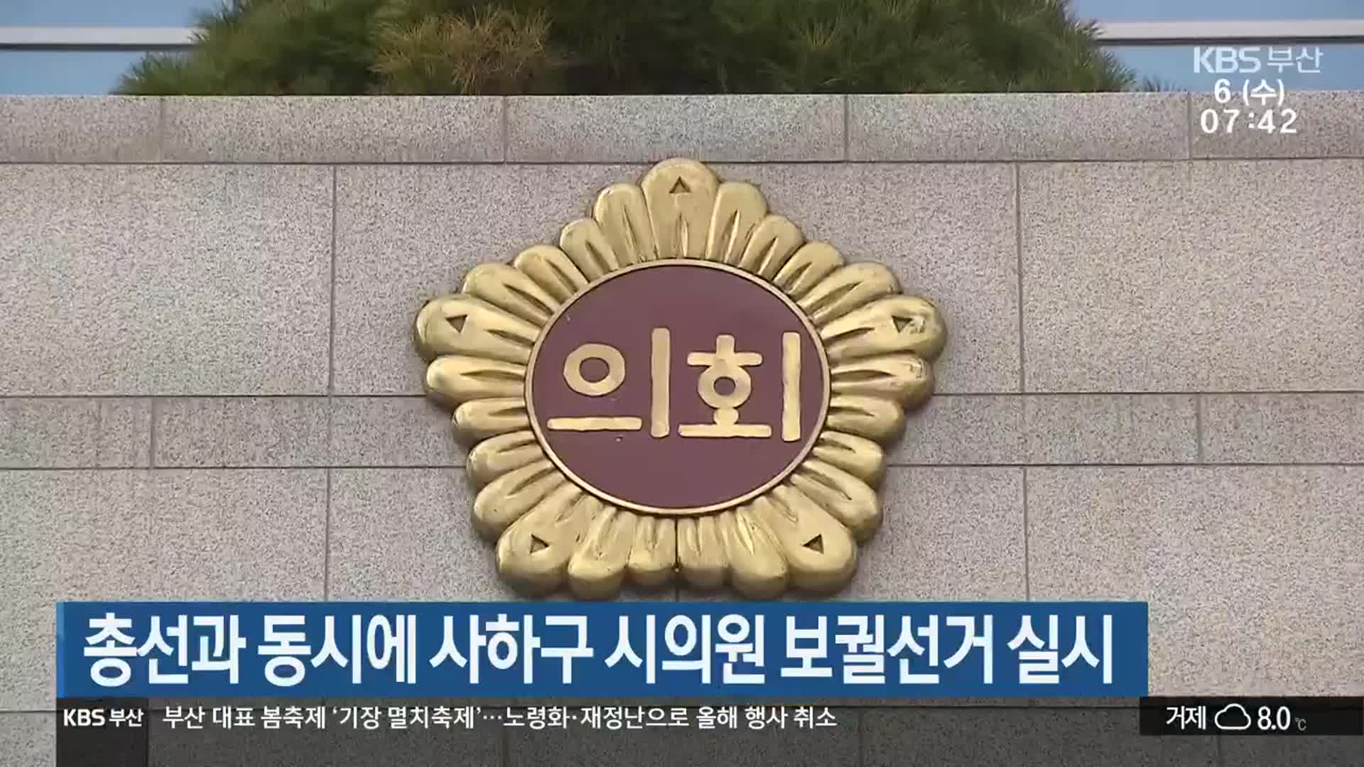 [총선] 총선과 동시에 사하구 시의원 보궐선거 실시