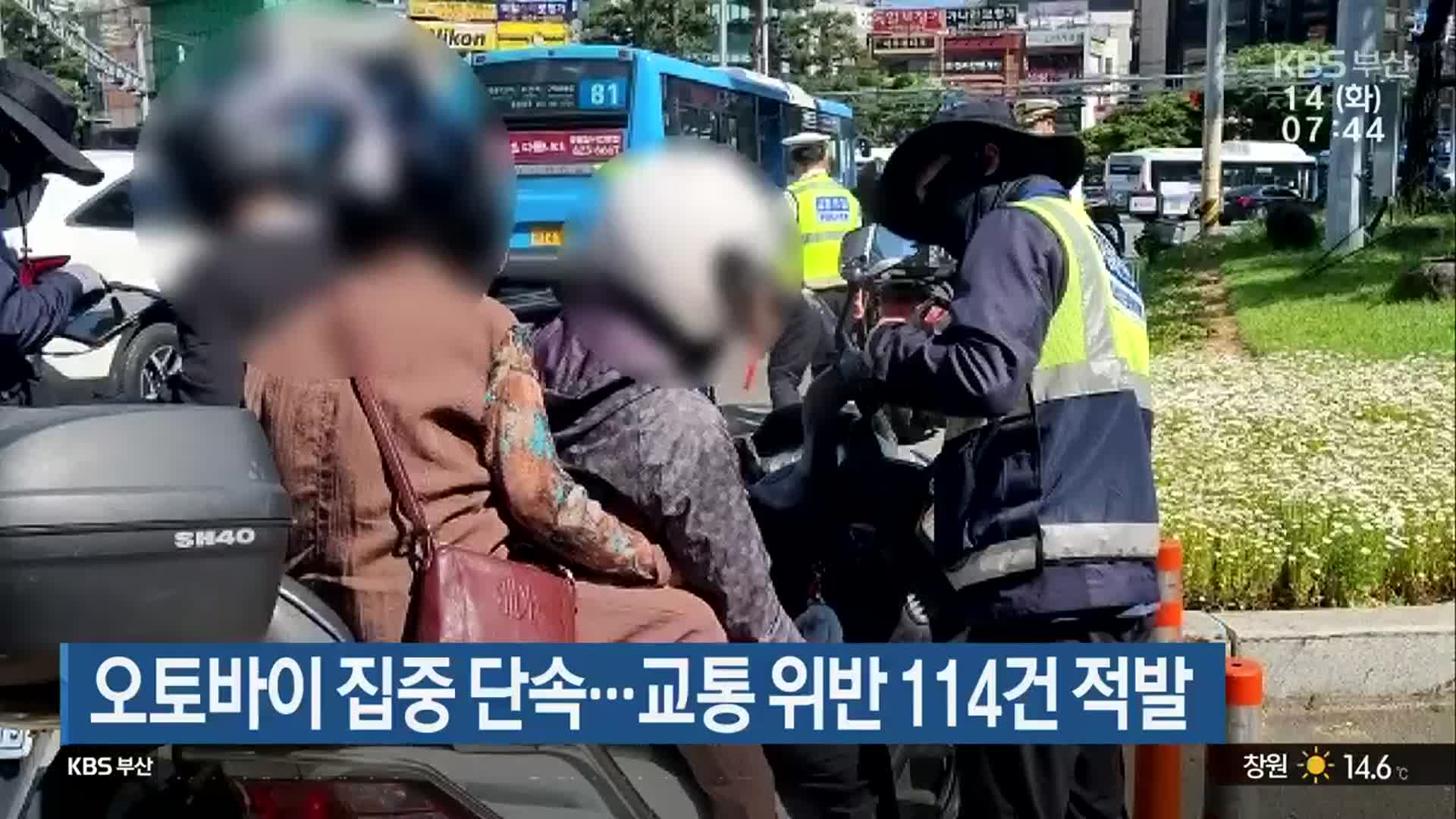 부산경찰청, 오토바이 집중 단속…교통 위반 114건 적발