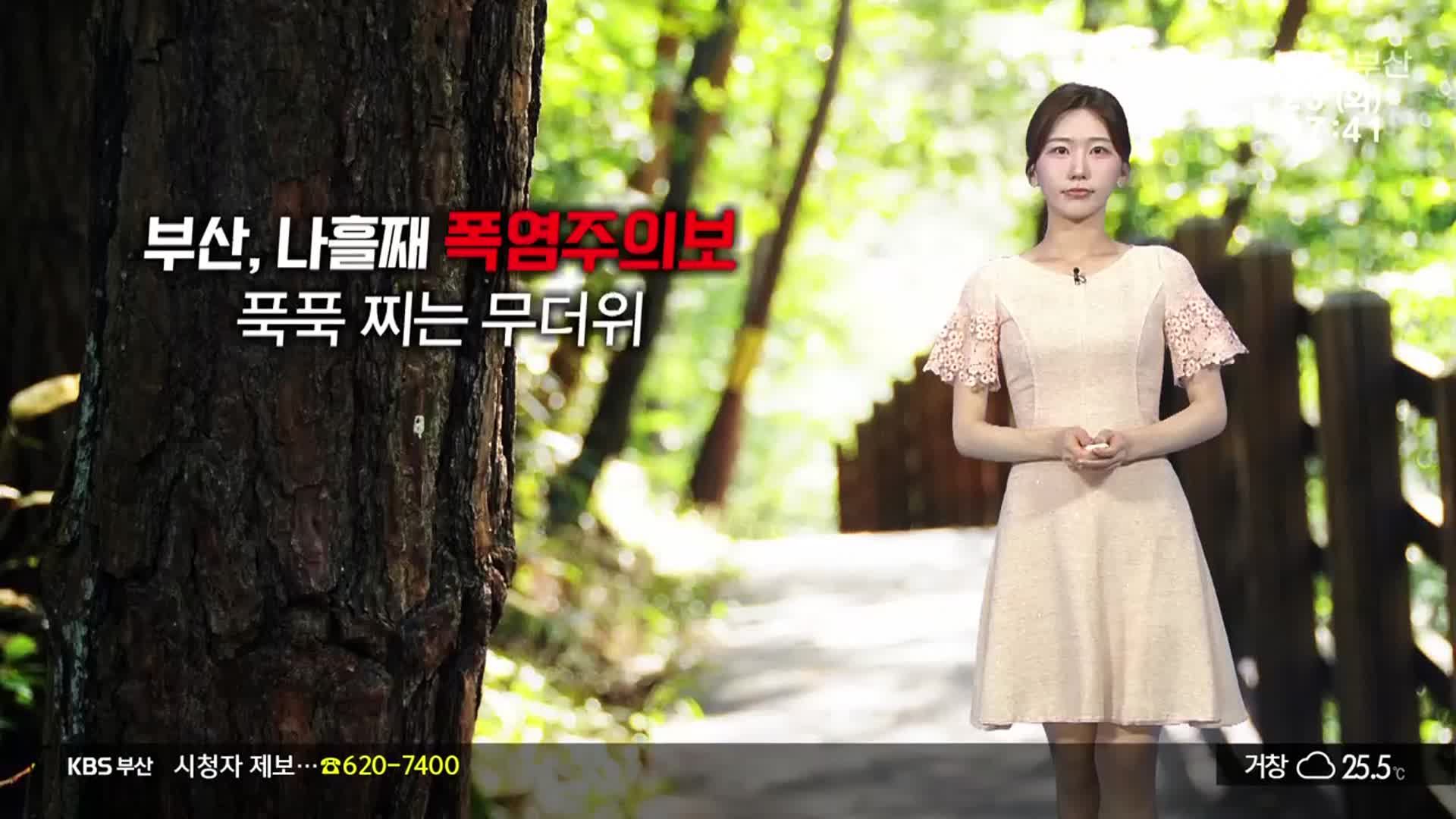 [날씨] 부산 나흘째 폭염주의보…아침까지 약한 빗방울