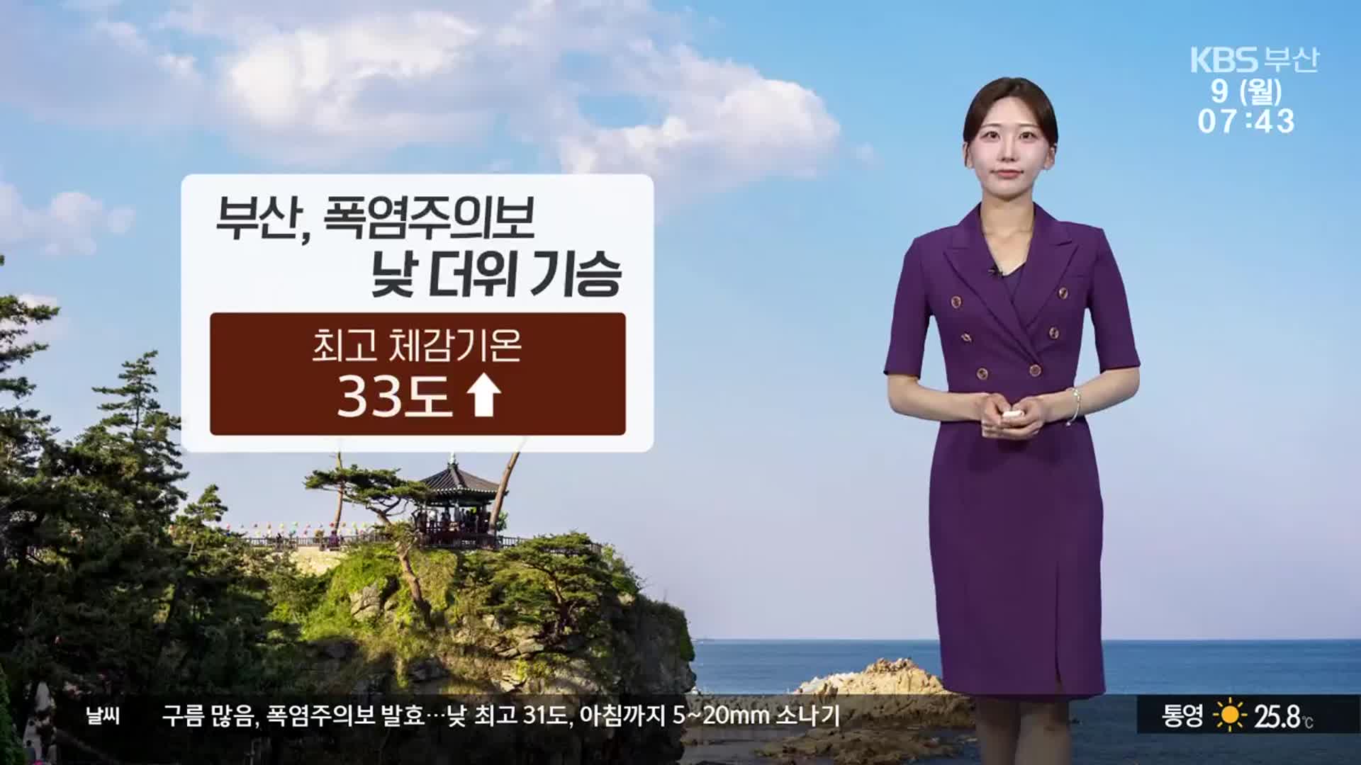 [날씨] 부산 낮 더위 기승…아침까지 곳곳 소나기