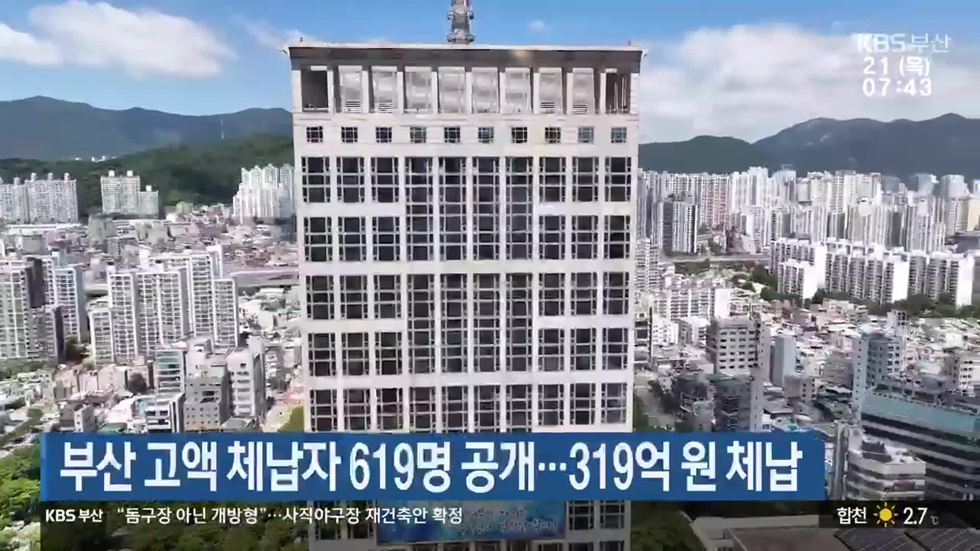 부산 고액 체납자 619명 공개…319억 원 체납