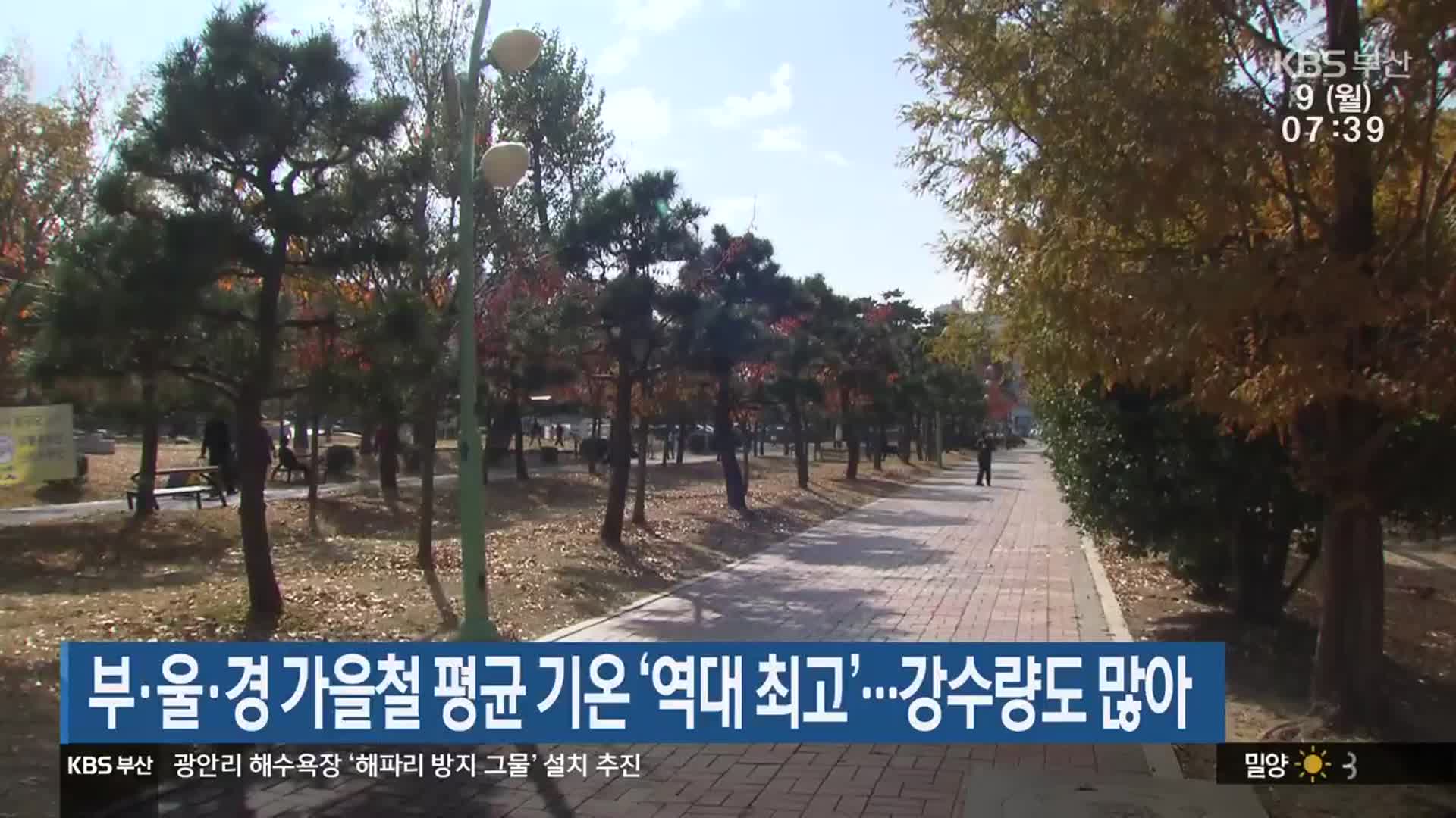 부·울·경 가을철 평균 기온 ‘역대 최고’…강수량도 많아