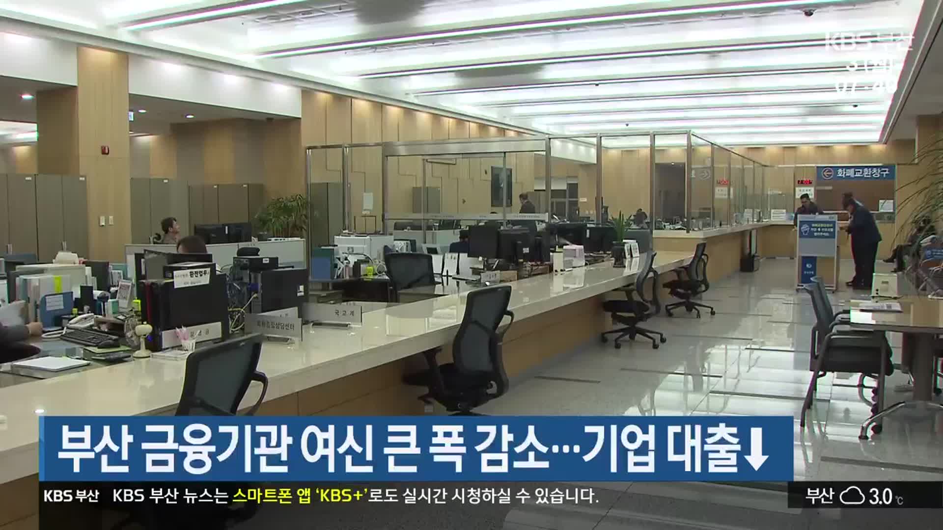 부산 금융기관 여신 큰 폭 감소…기업 대출↓