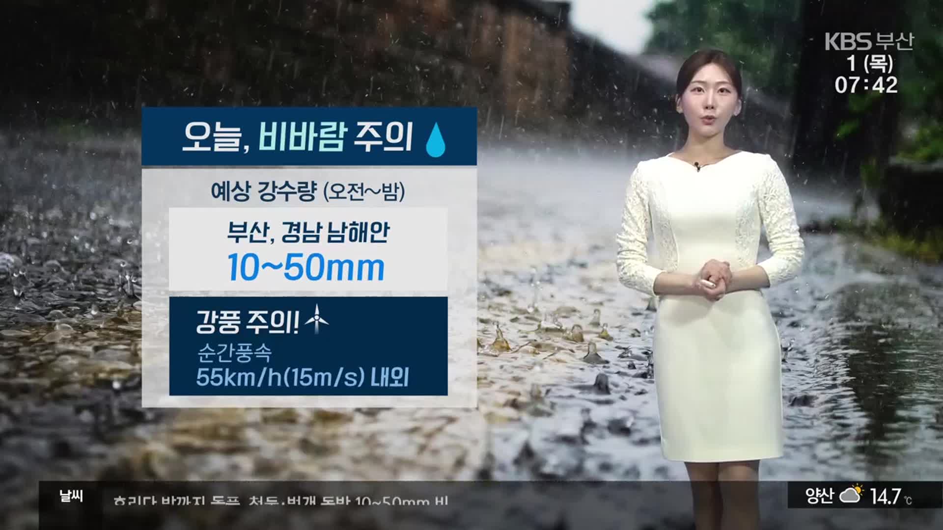 [날씨] 부산 아침 16도 안팎…오전부터 비바람 주의