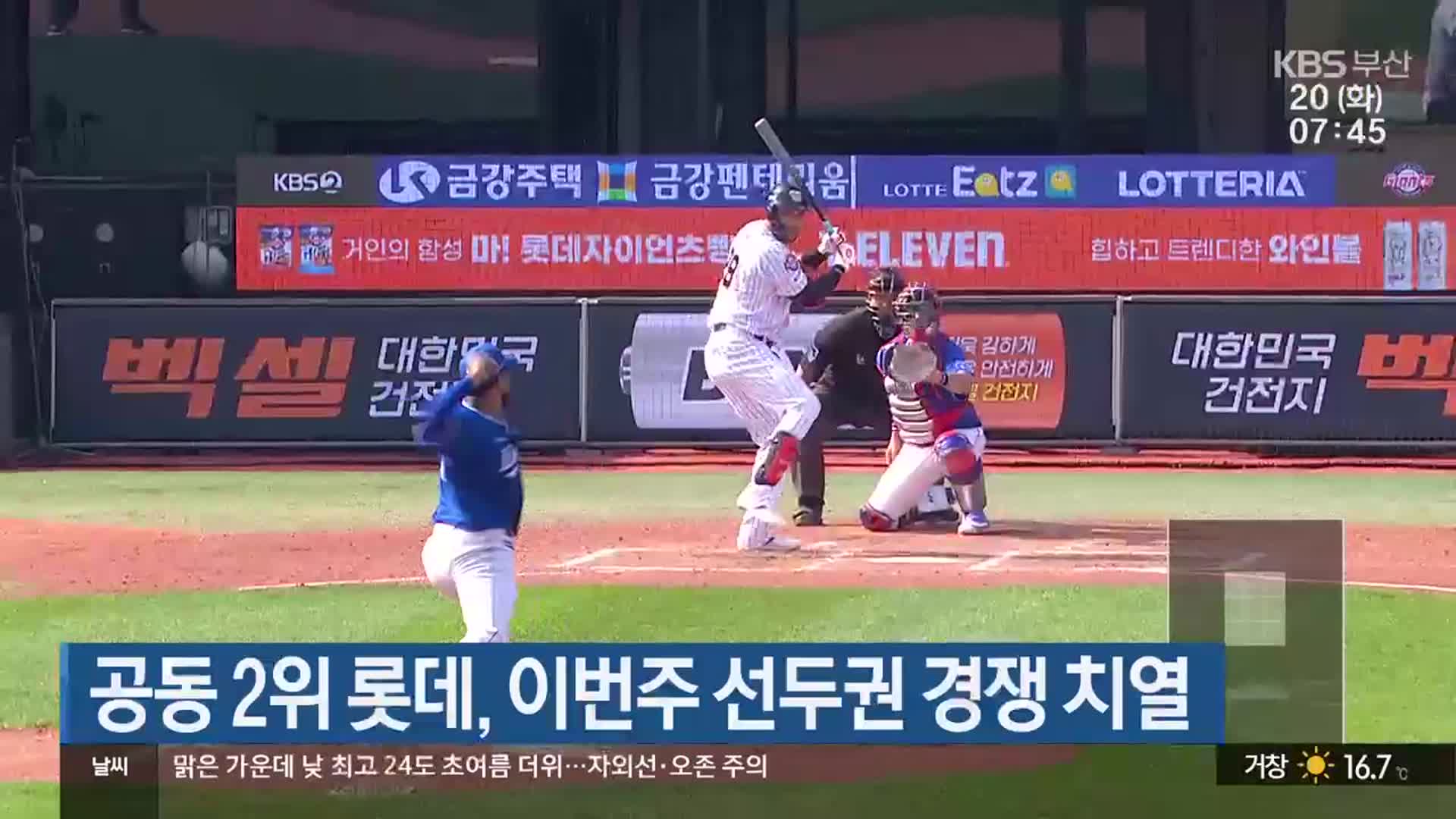 공동 2위 롯데, 이번주 선두권 경쟁 치열