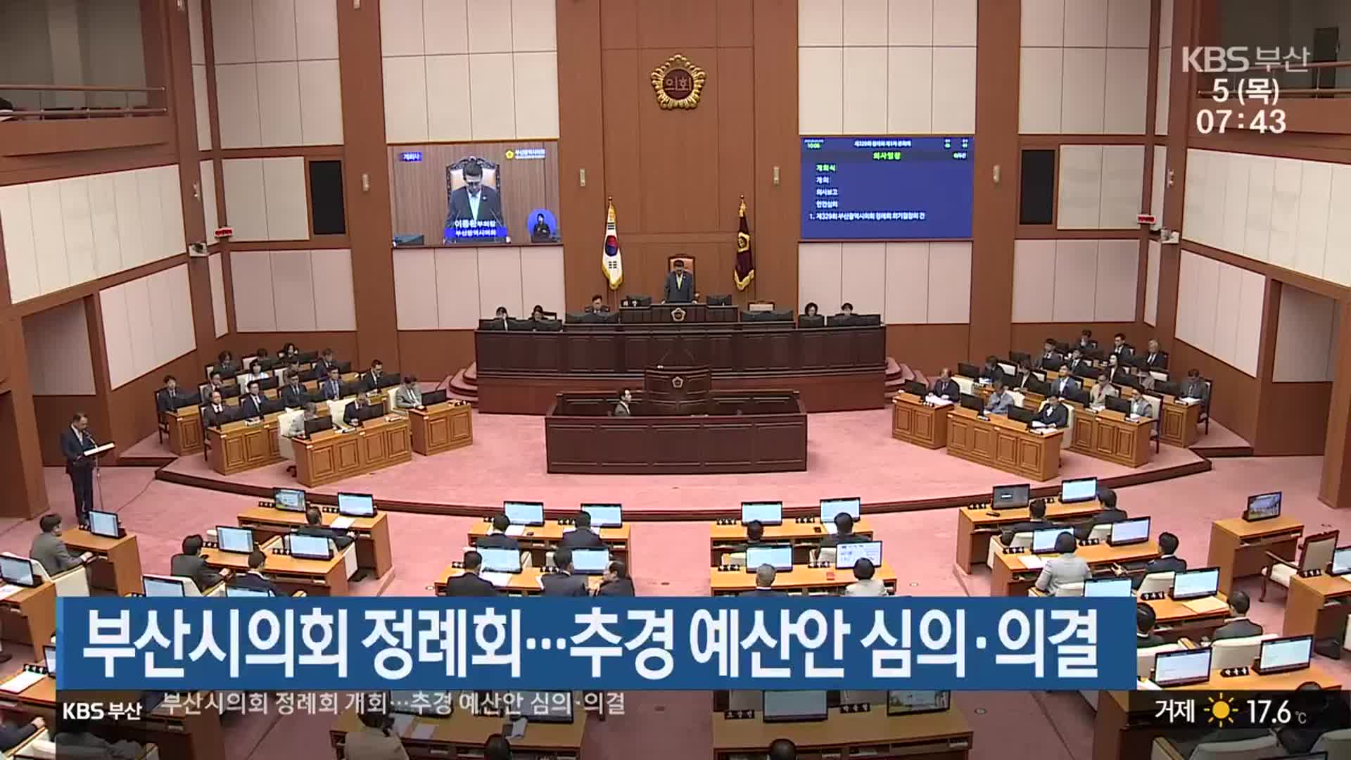 부산시의회 정례회…추경 예산안 심의·의결