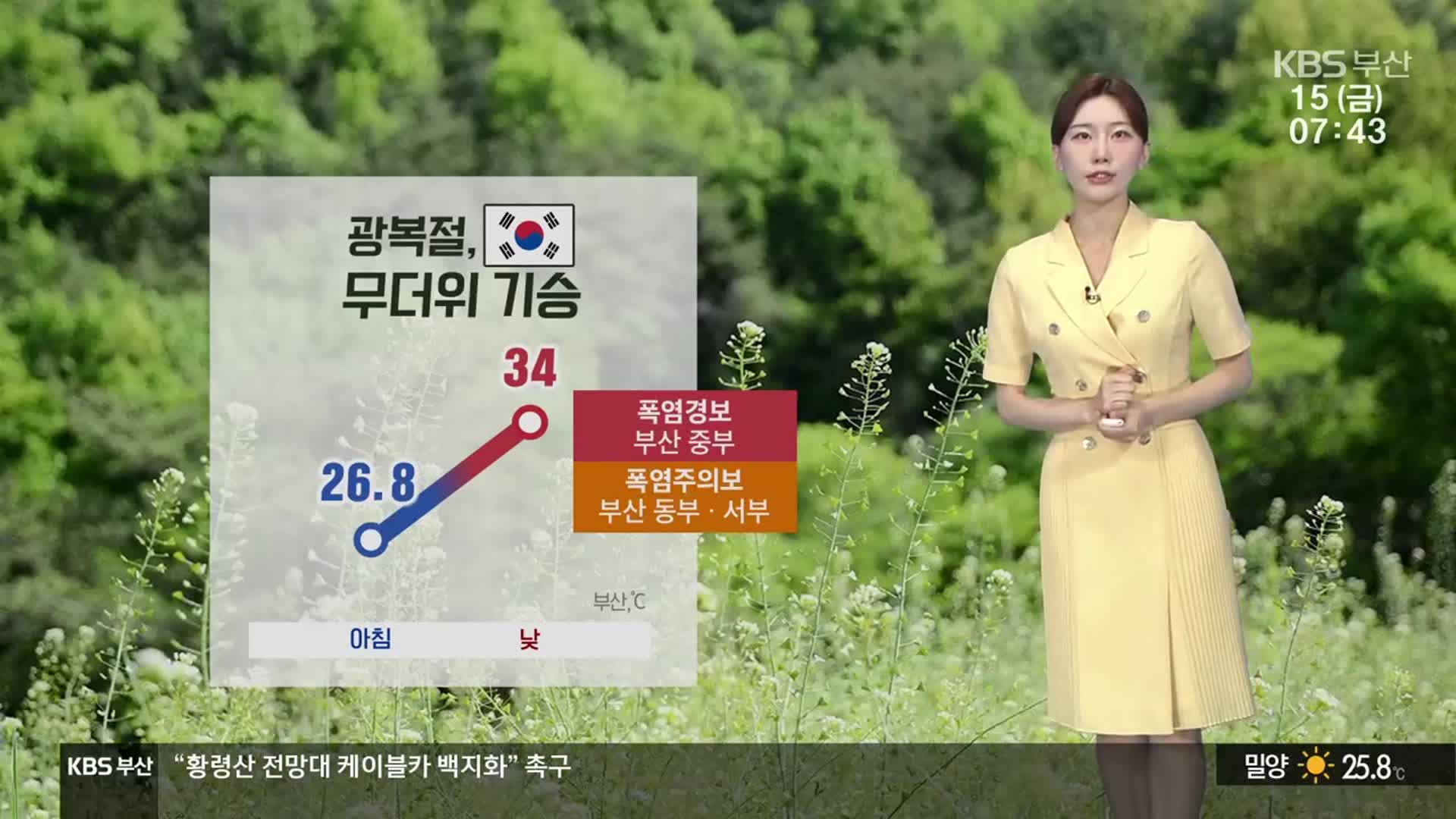 [날씨] 광복절, 부산 무더위 기승…낮 최고 34도