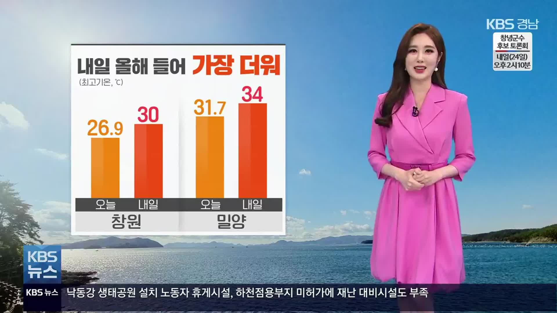 [날씨] 경남 내일 올해 들어 가장 더워…창원 30도·밀양 34도