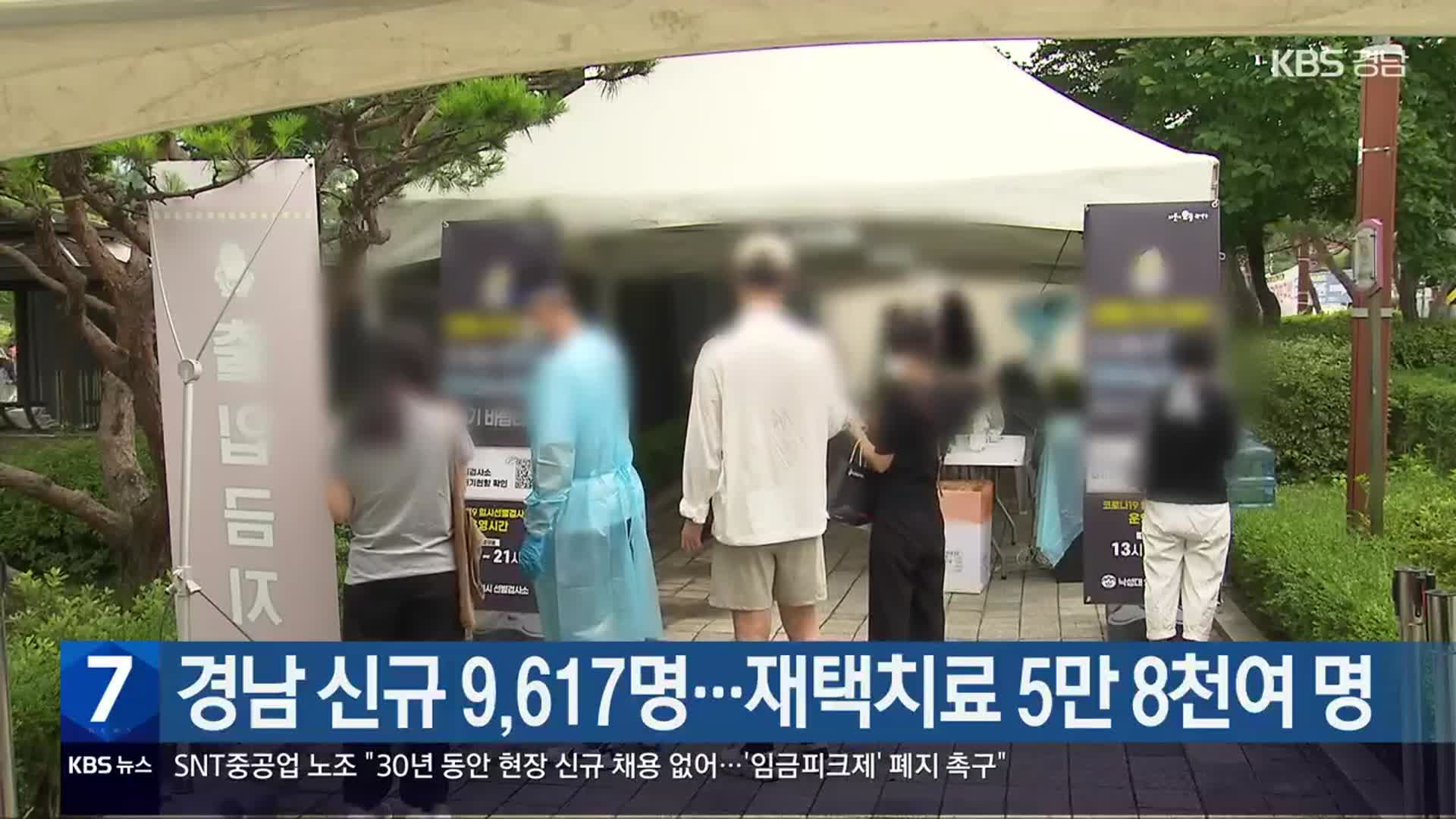 경남 신규 9,617명…재택치료 5만 8천여 명