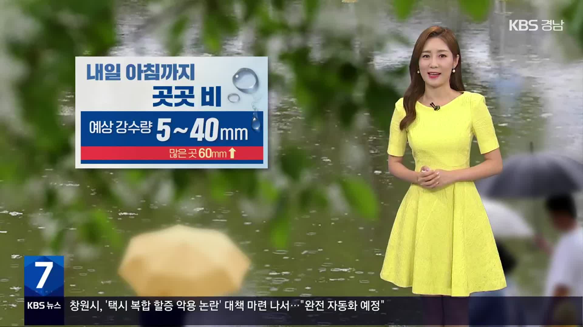 [날씨] 경남 곳곳 내일 아침까지 비…예상 강수량 최대 60mm↑