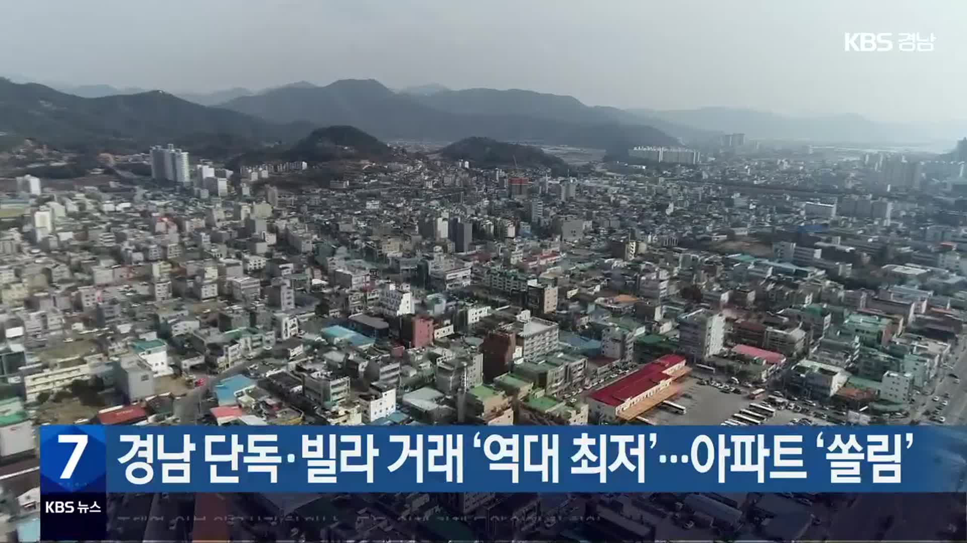 경남 단독·빌라 거래 ‘역대 최저’…아파트 ‘쏠림’