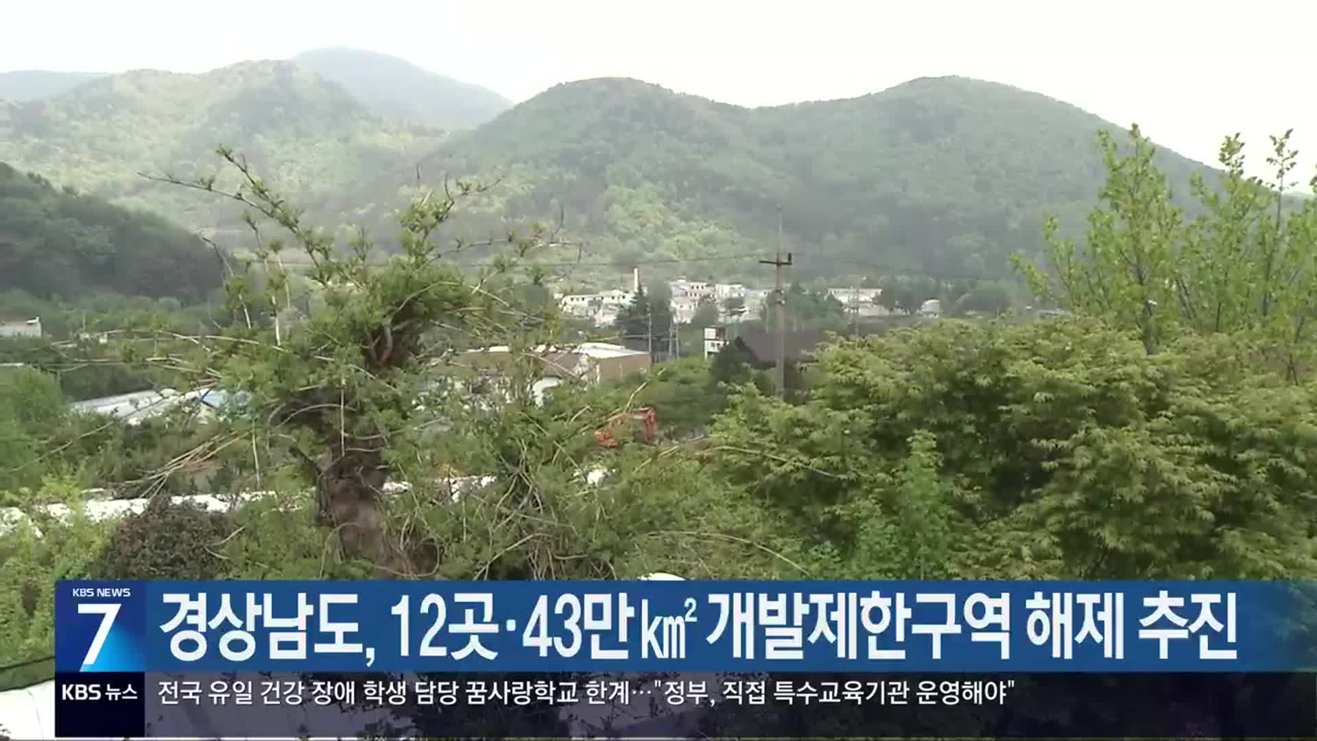 [간추린 경남] 경상남도, 12곳·43만㎢ 개발제한구역 해제 추진 외