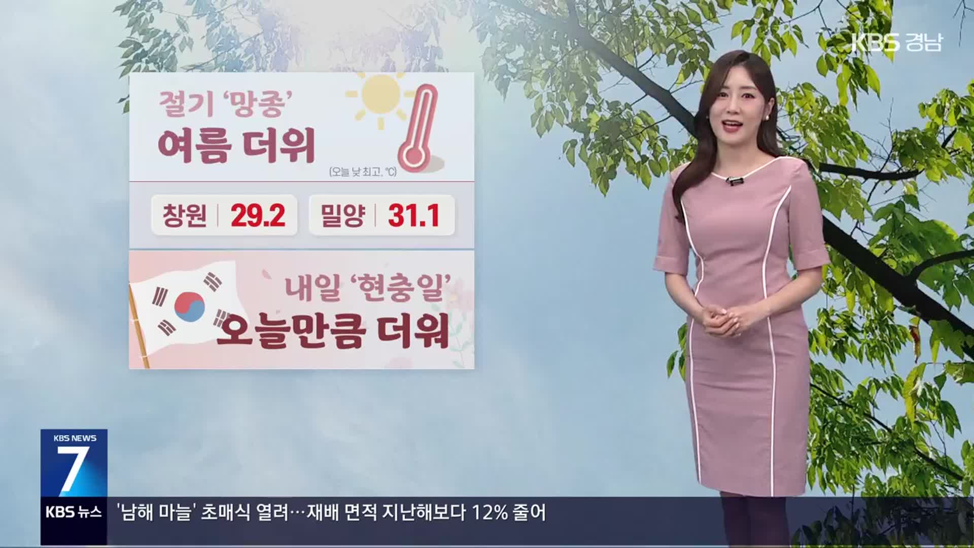 [날씨] 내일 ‘현충일’, 경남 오늘만큼 더워…큰 일교차 주의