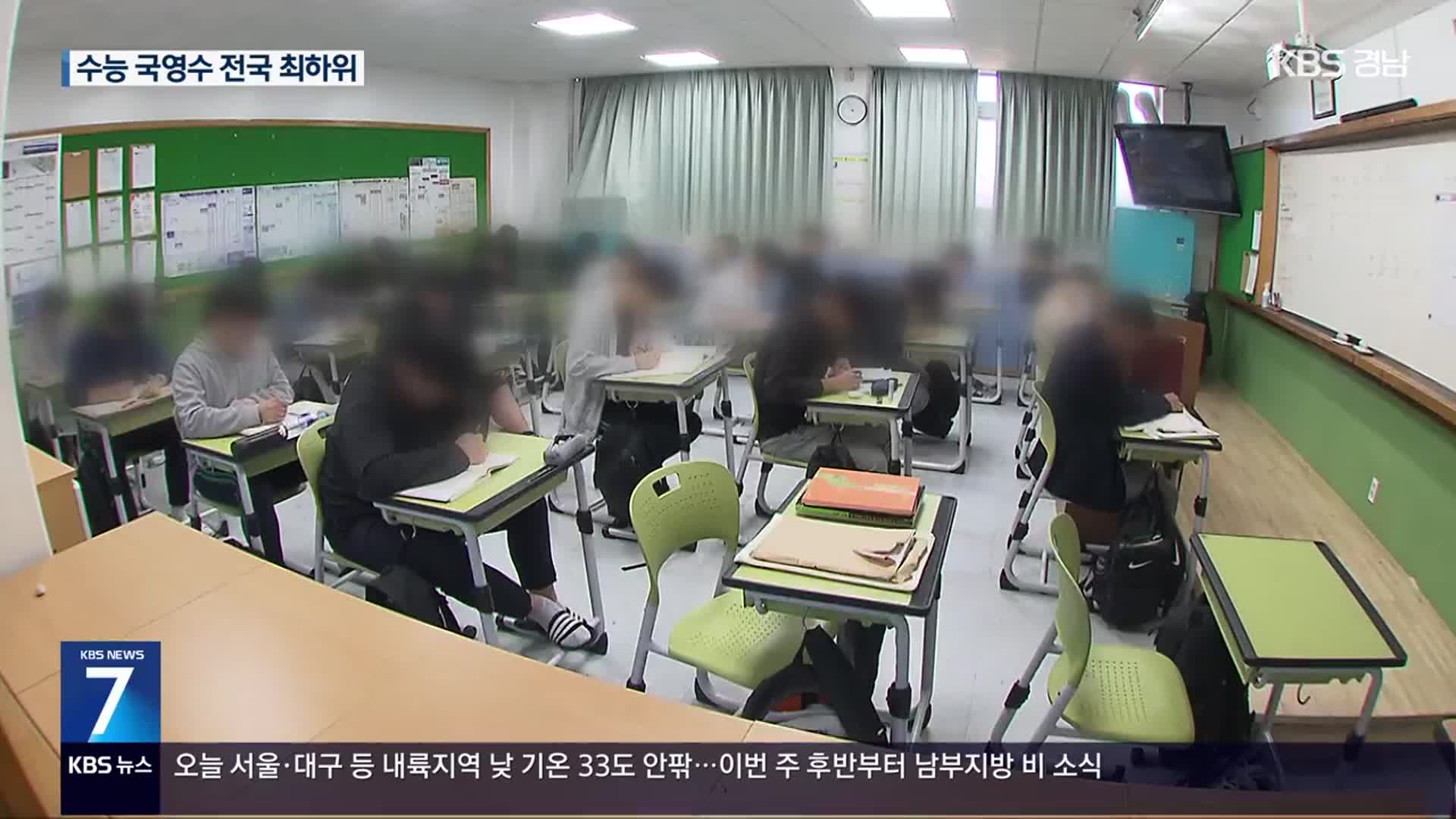 경남 수능 성적 또 최하위, 대책은?