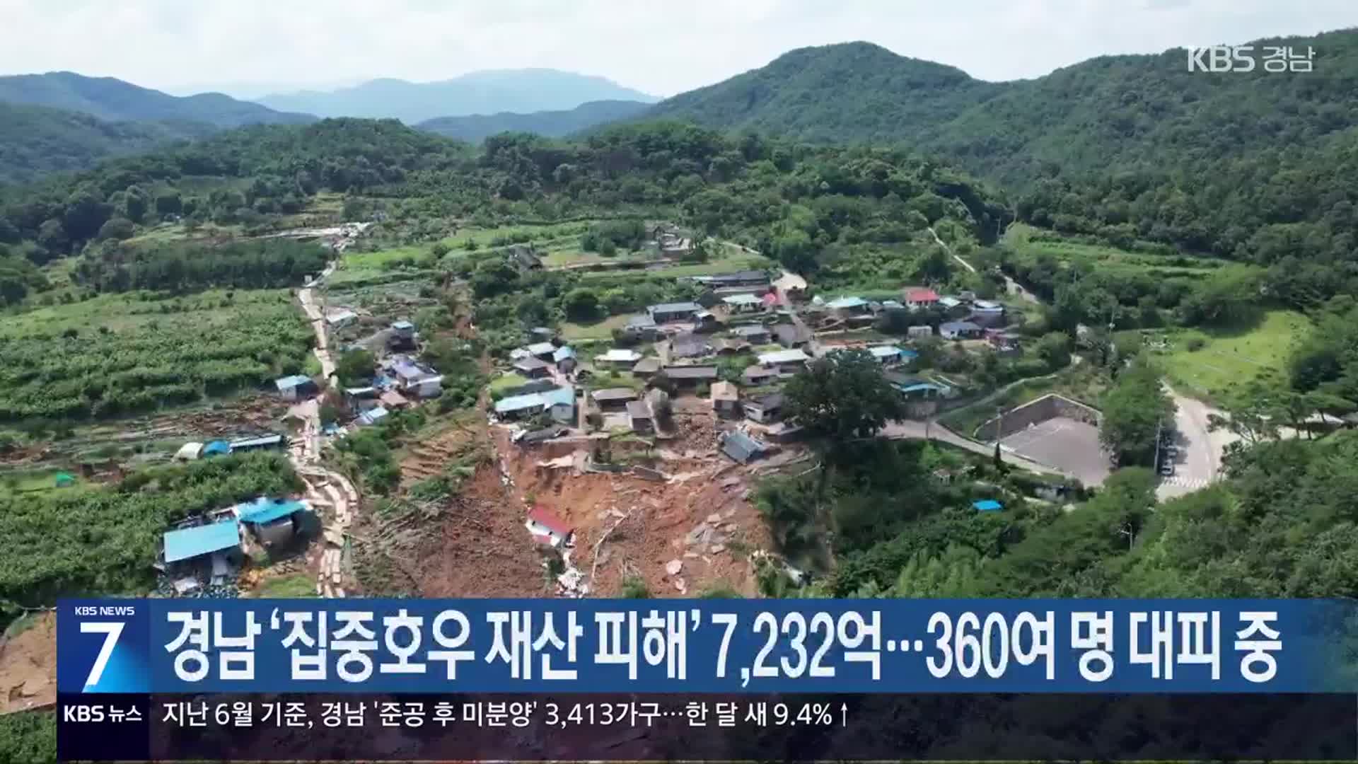 경남 ‘집중호우 재산 피해’ 7,232억…360여 명 대피 중