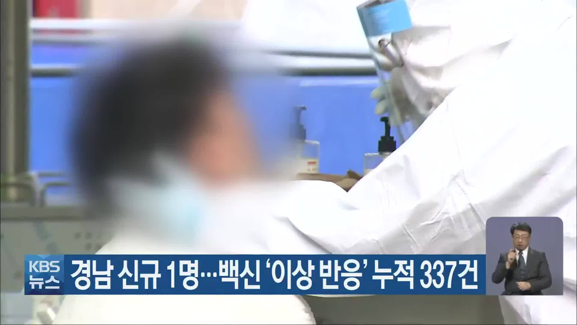 경남 신규 1명…백신 ‘이상 반응’ 누적 337건