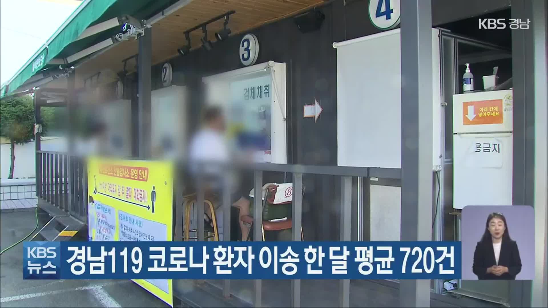 경남119 코로나 환자 이송 한 달 평균 720건