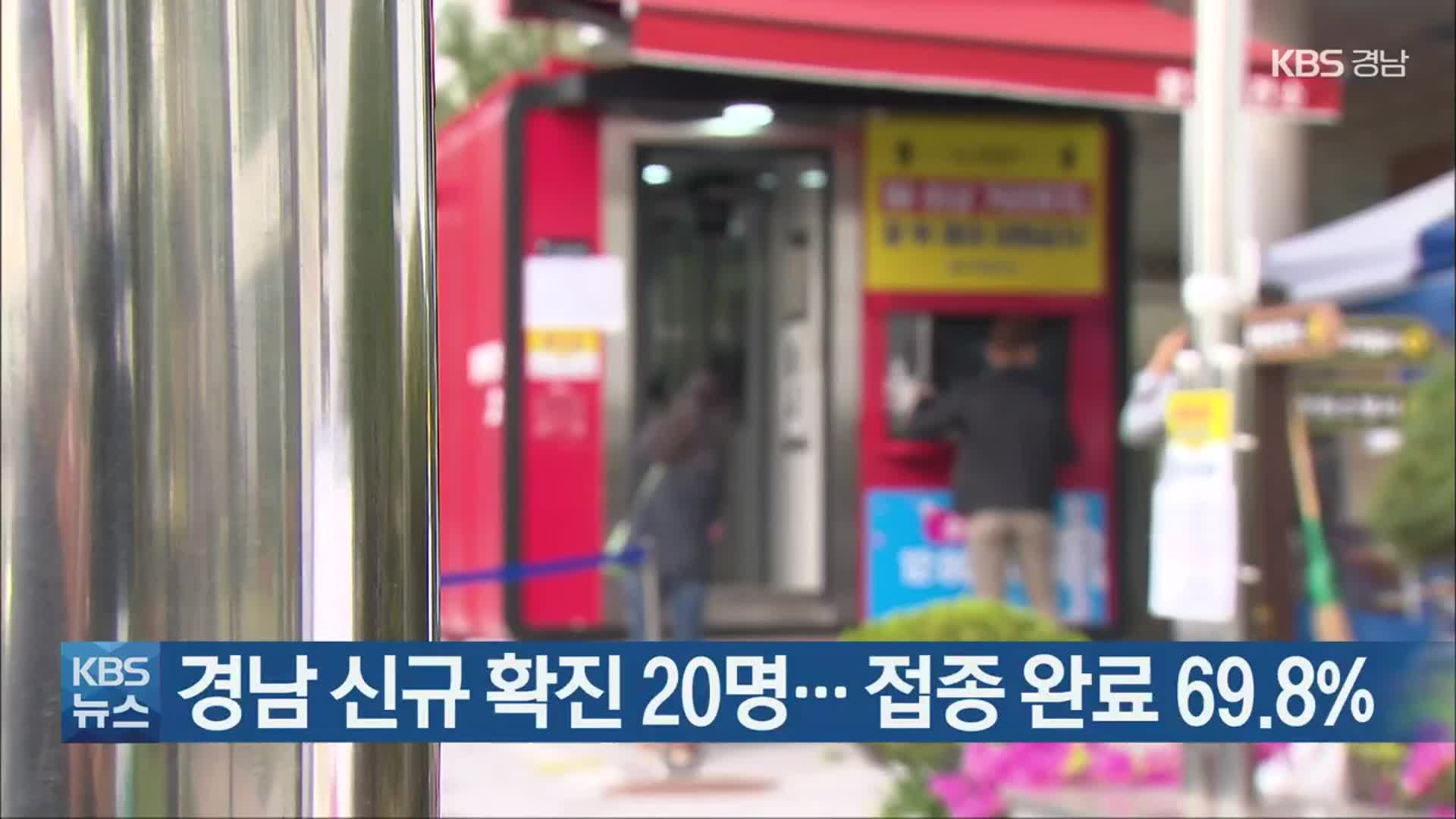 경남 신규 확진 20명…접종 완료 69.8%