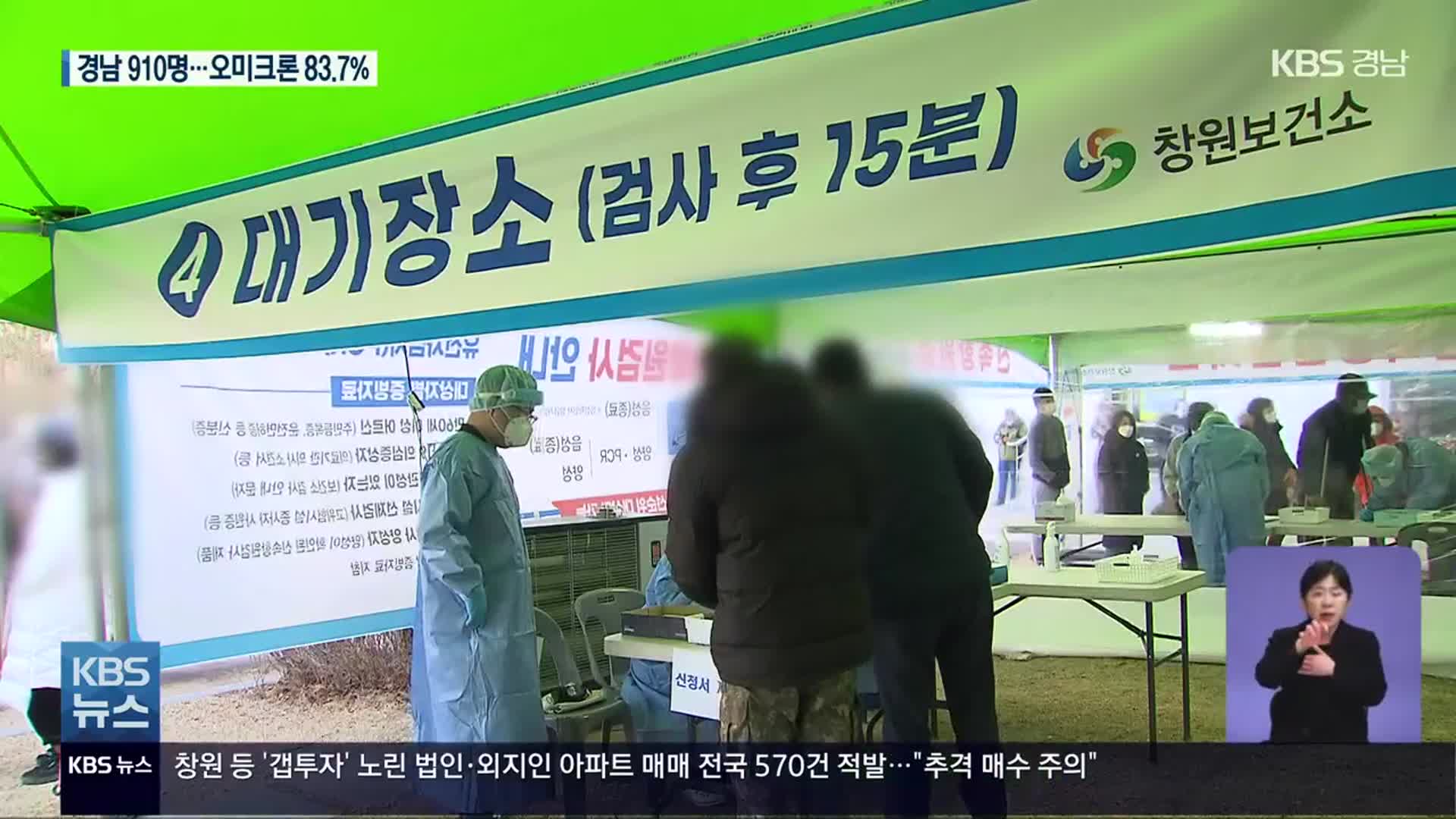 경남 910명 확진…신속항원검사 시작