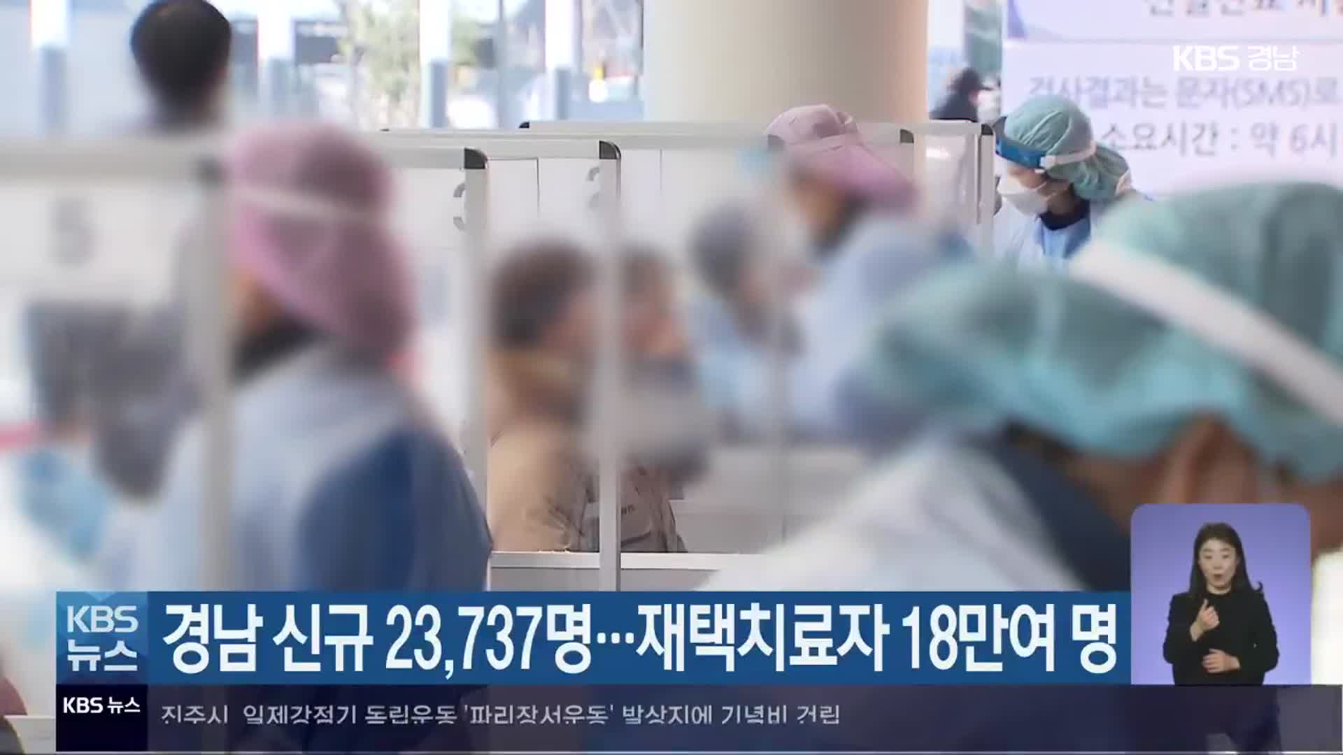 경남 신규 23,737명…재택치료자 18만여 명