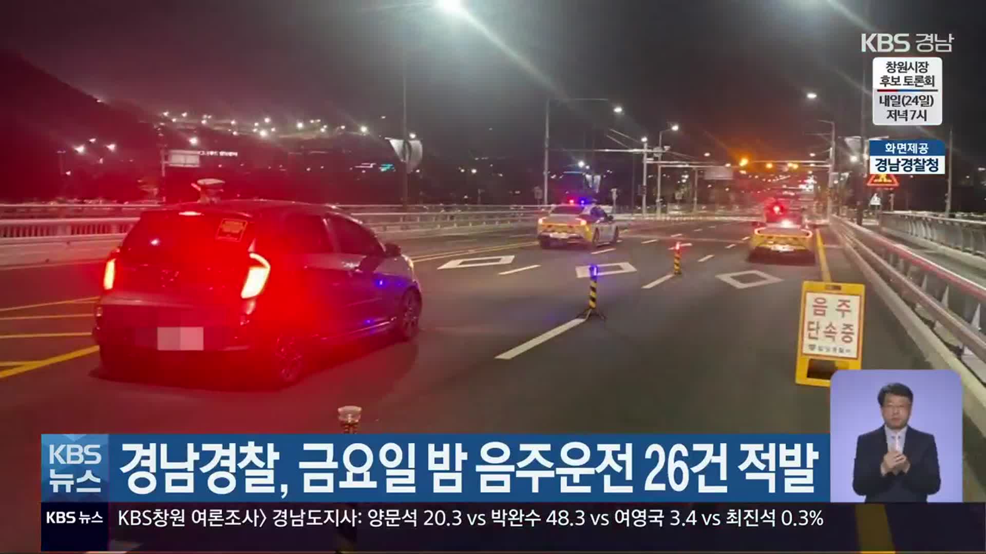 경남경찰, 금요일 밤 음주운전 26건 적발