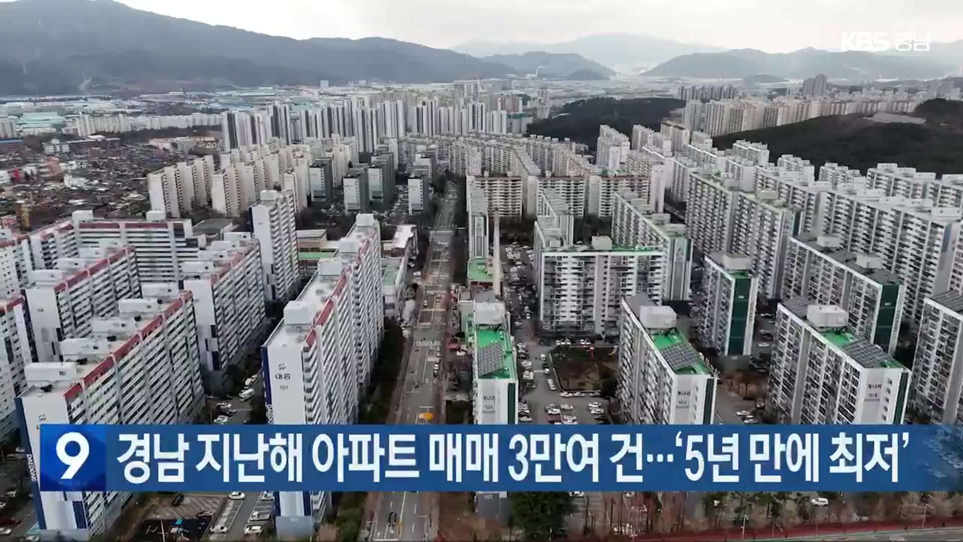 경남 지난해 아파트 매매 3만여 건…‘5년 만에 최저’