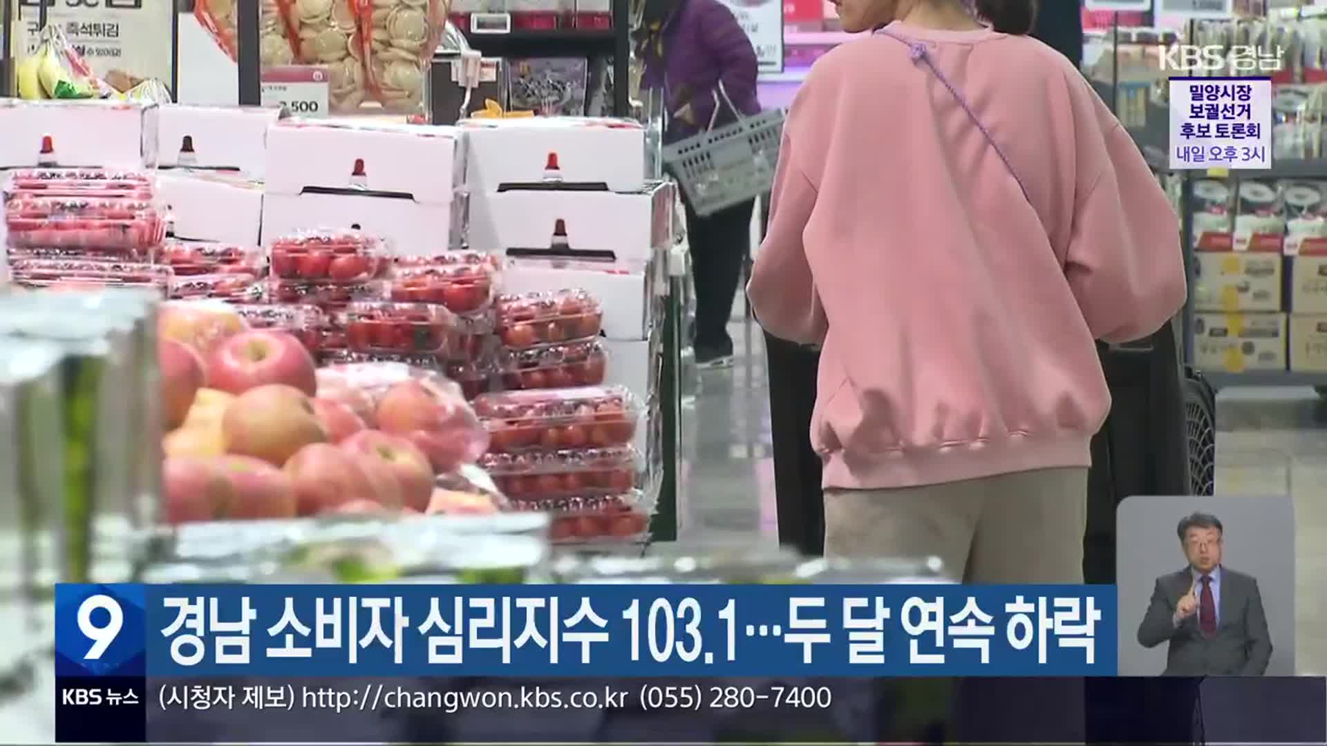 경남 소비자 심리지수 103.1…두 달 연속 하락