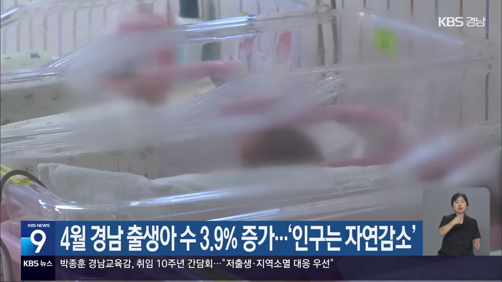 4월 경남 출생아 수 3.9% 증가…‘인구는 자연감소’