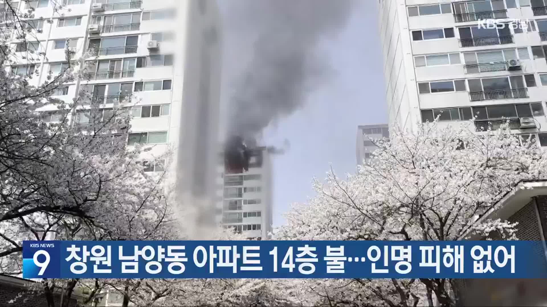 창원 남양동 아파트 14층 불…인명 피해 없어