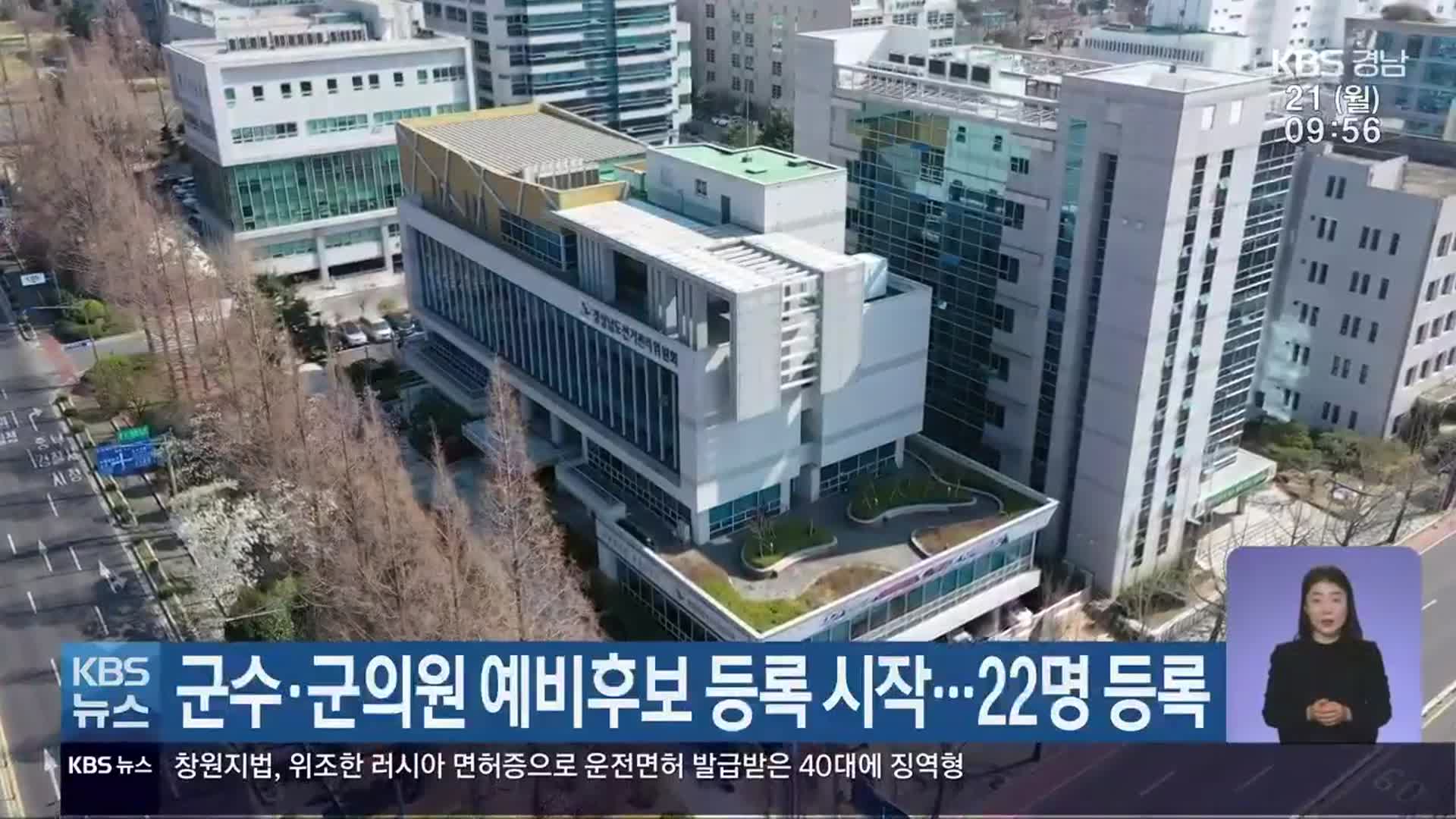 군수·군의원 예비후보 등록 시작…경남 22명 등록