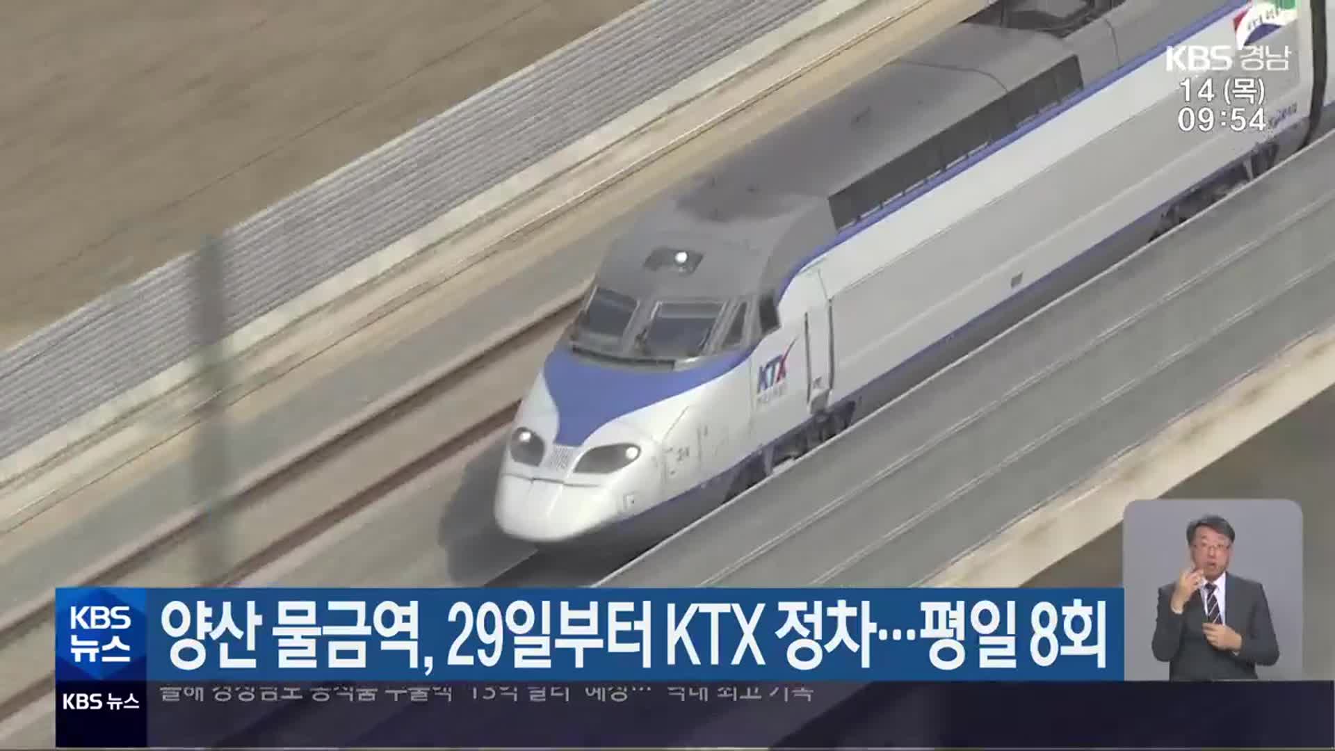 양산 물금역, 29일부터 KTX 정차…평일 8회