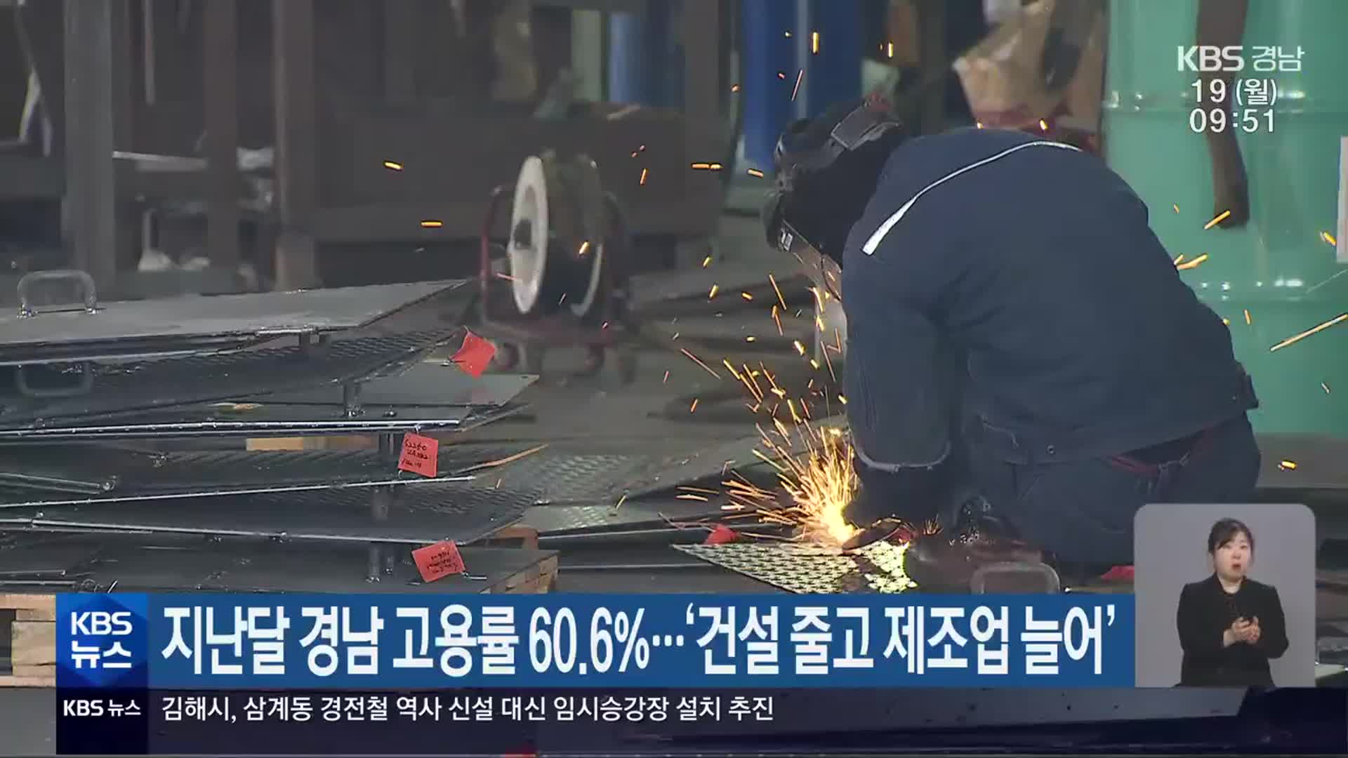 지난달 경남 고용률 60.6%…‘건설 줄고 제조업 늘어’