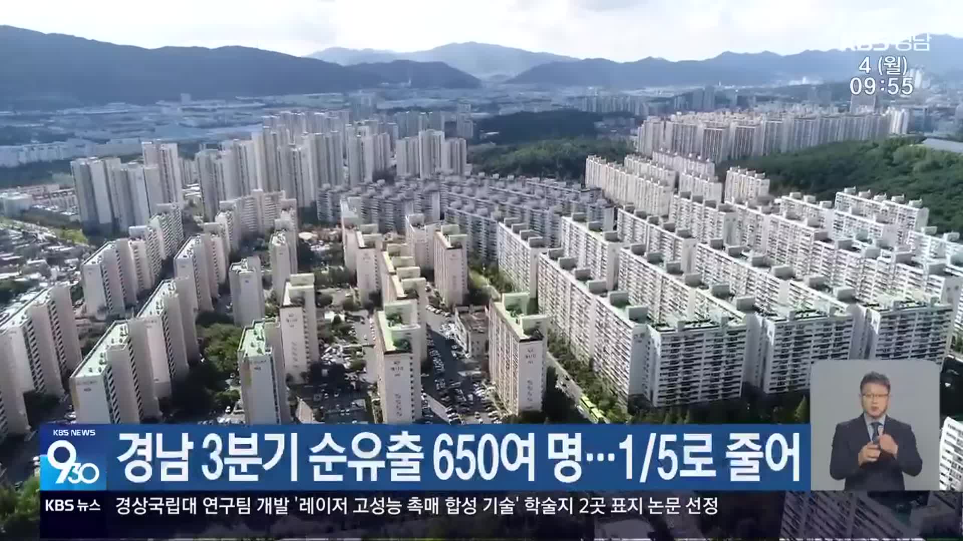 경남 3분기 순유출 650여 명…1/5로 줄어