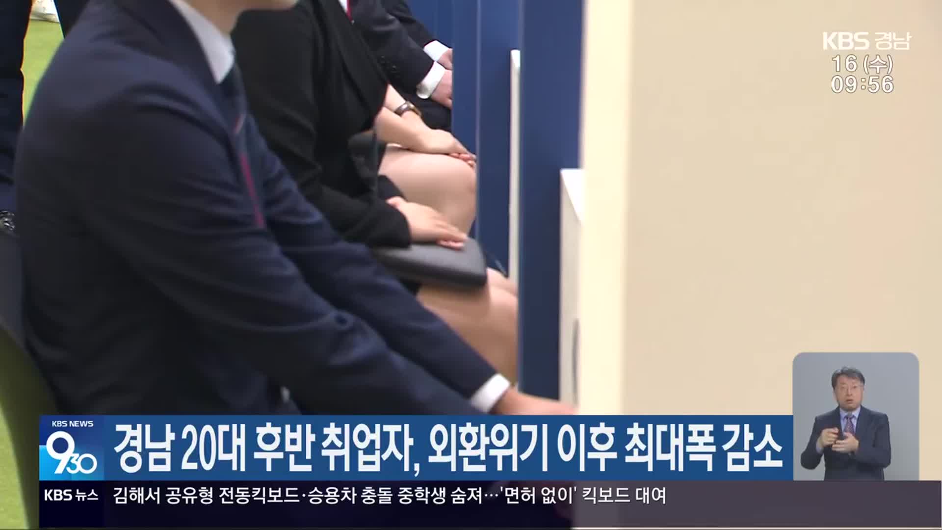 경남 20대 후반 취업자, 외환위기 이후 최대폭 감소