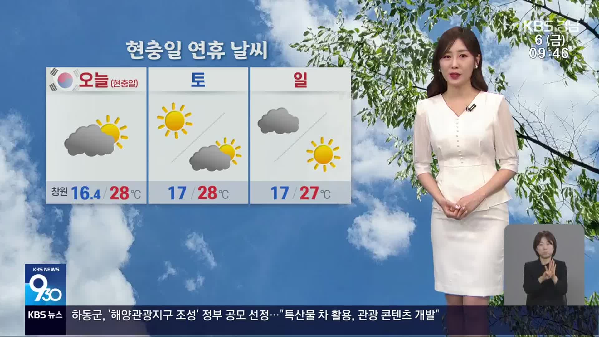 [날씨] 현충일, 경남 연휴 기간 예년보다 더워…큰 일교차