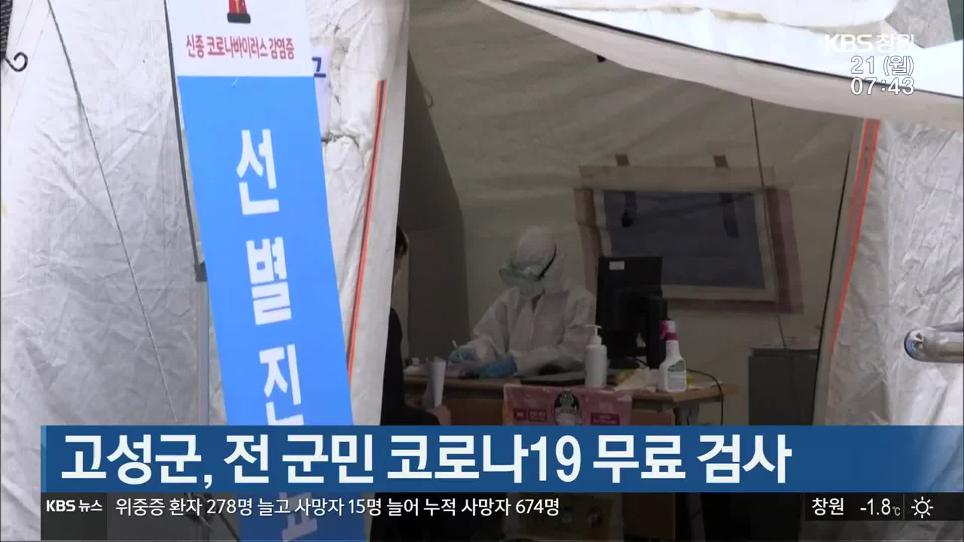 고성군, 전 군민 코로나19 무료 검사