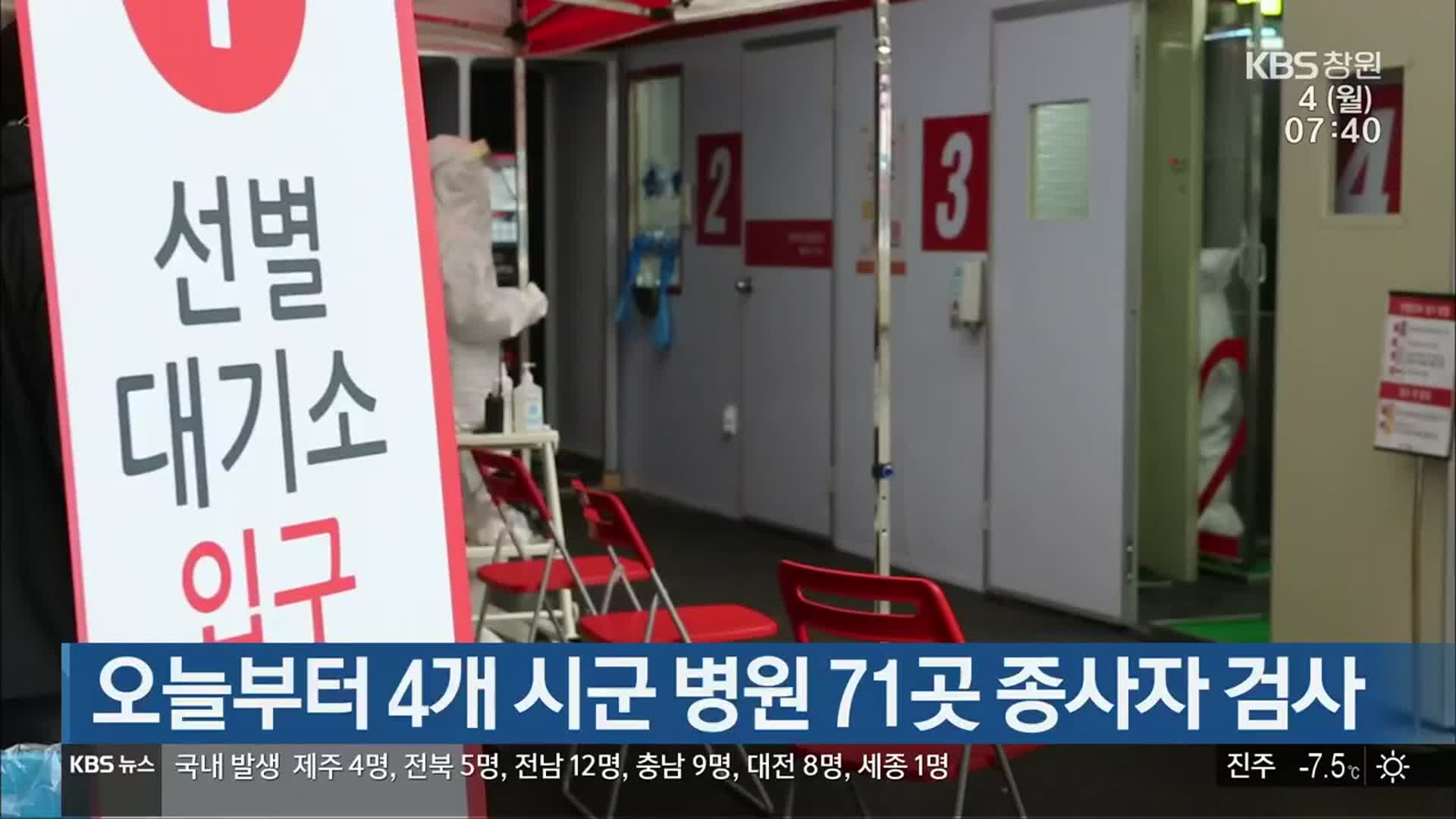 오늘부터 4개 시군 병원 71곳 종사자 검사