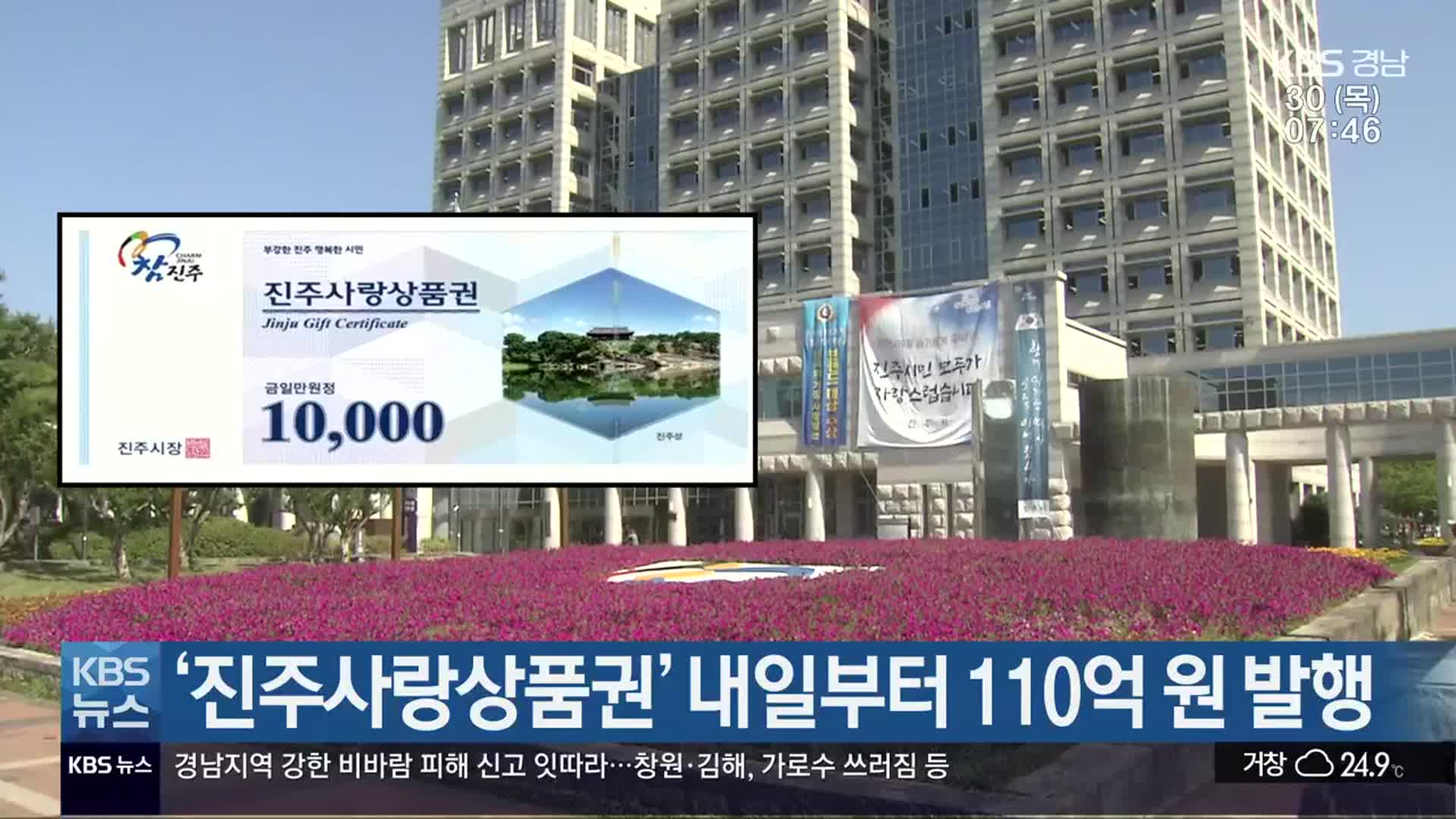‘진주사랑상품권’ 내일부터 110억 원 발행