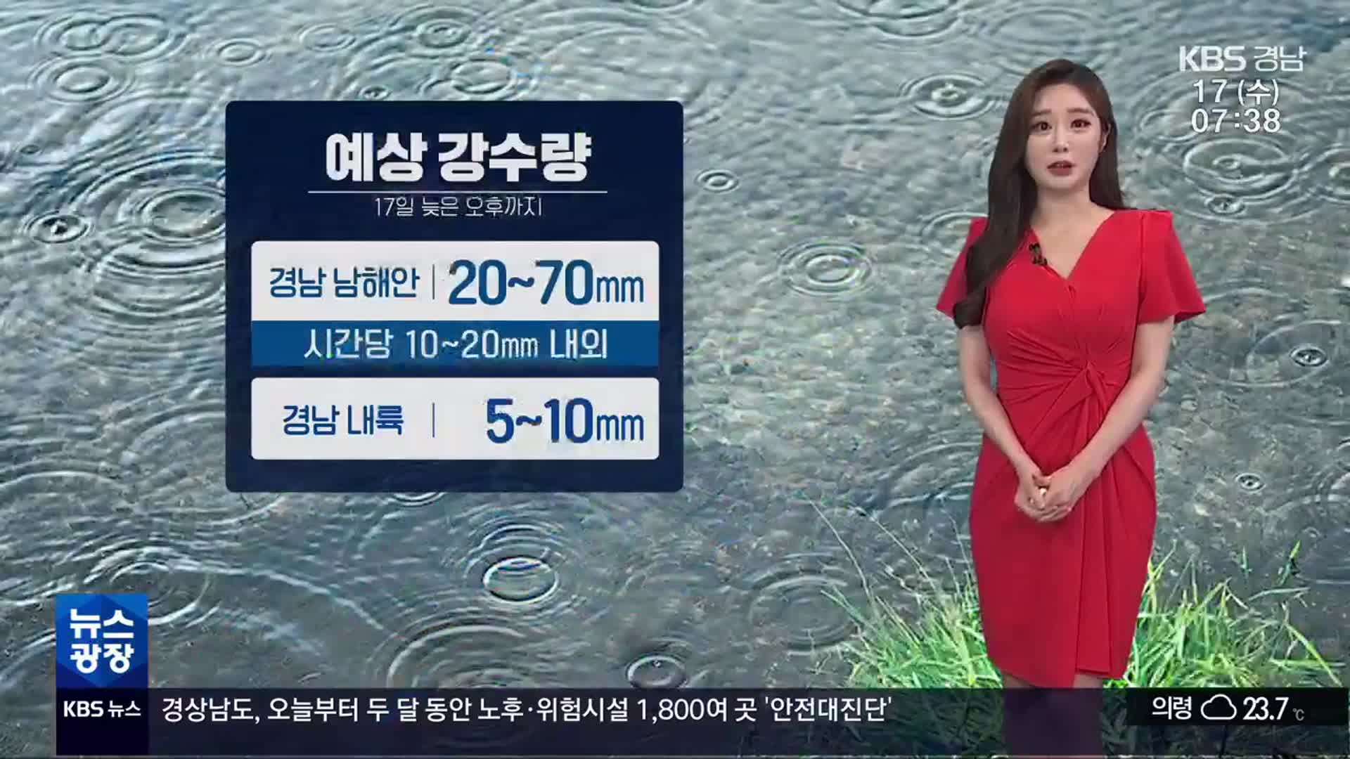 [날씨] 경남 남해안 오후까지 비…시간당 10~20mm 안팎