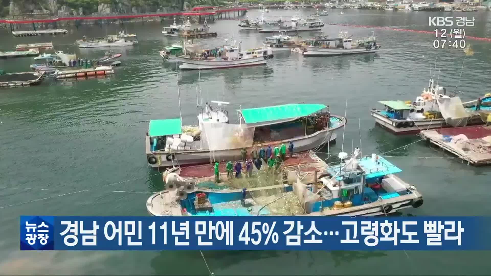 경남 어민 11년 만에 45% 감소…고령화도 빨라