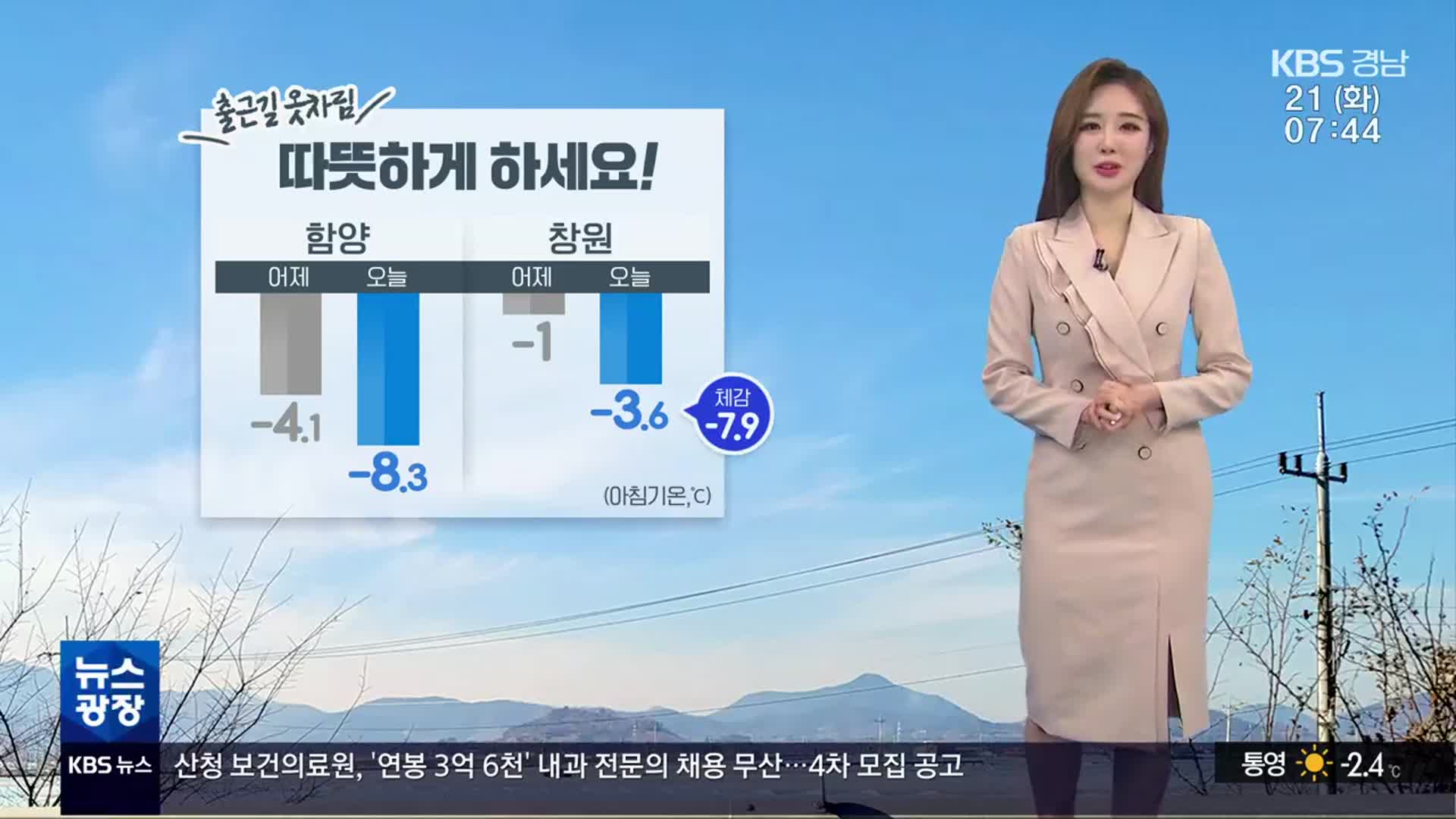 [날씨] 경남 출근길 옷차림 따뜻하게 하세요!…바람으로 체감온도 더 낮아