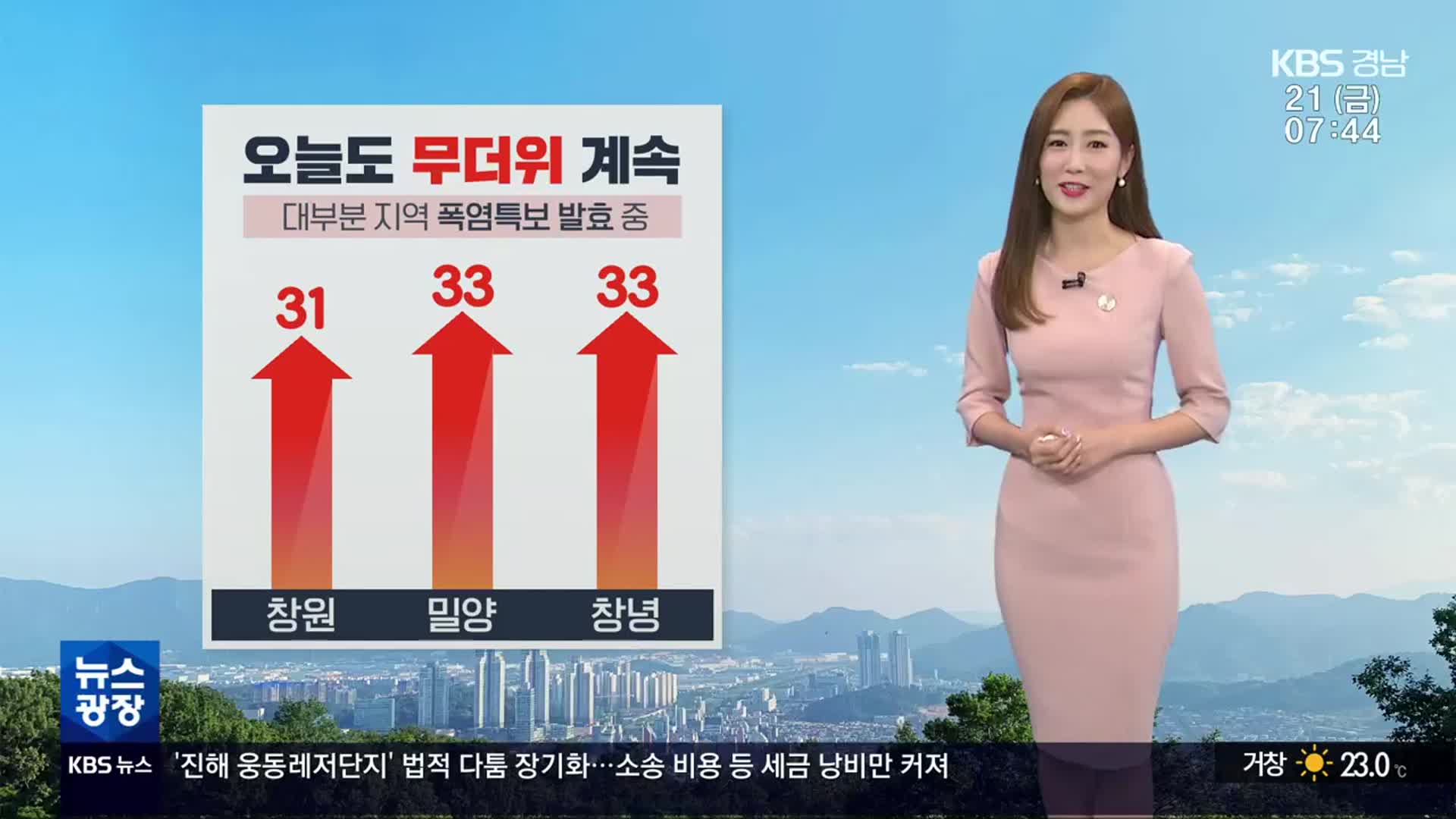 [날씨] 경남 오늘도 폭염특보 속 무더위…출근길 짙은 안개 주의