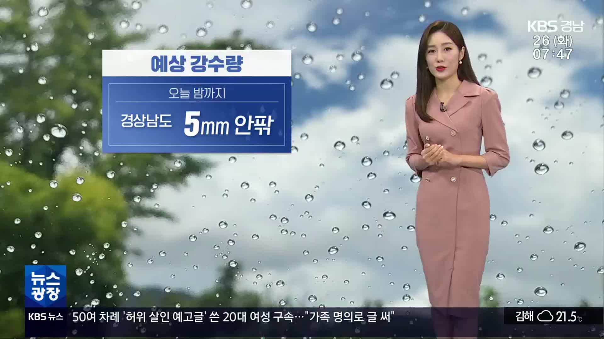 [날씨] 경남 오늘 밤까지 가끔 비…예상 강수량 5mm 안팎