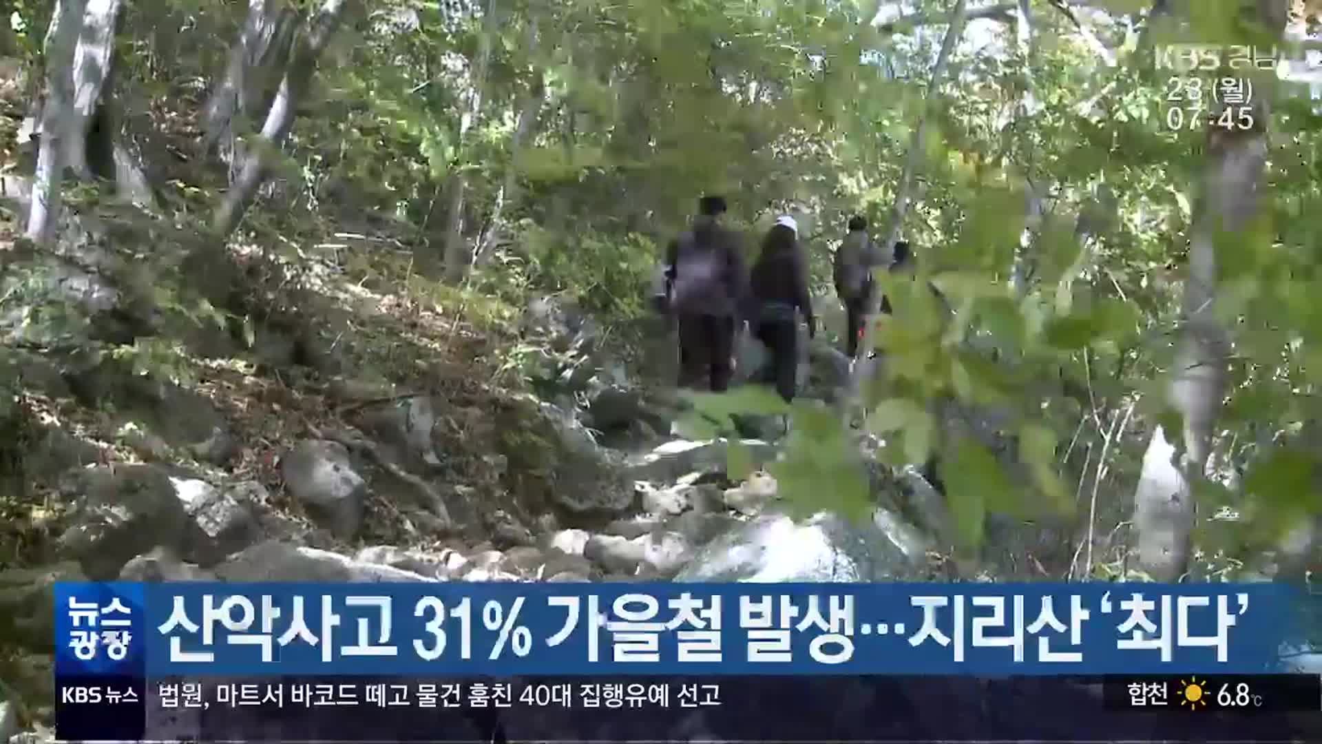 산악사고 31% 가을철 발생…지리산 ‘최다’