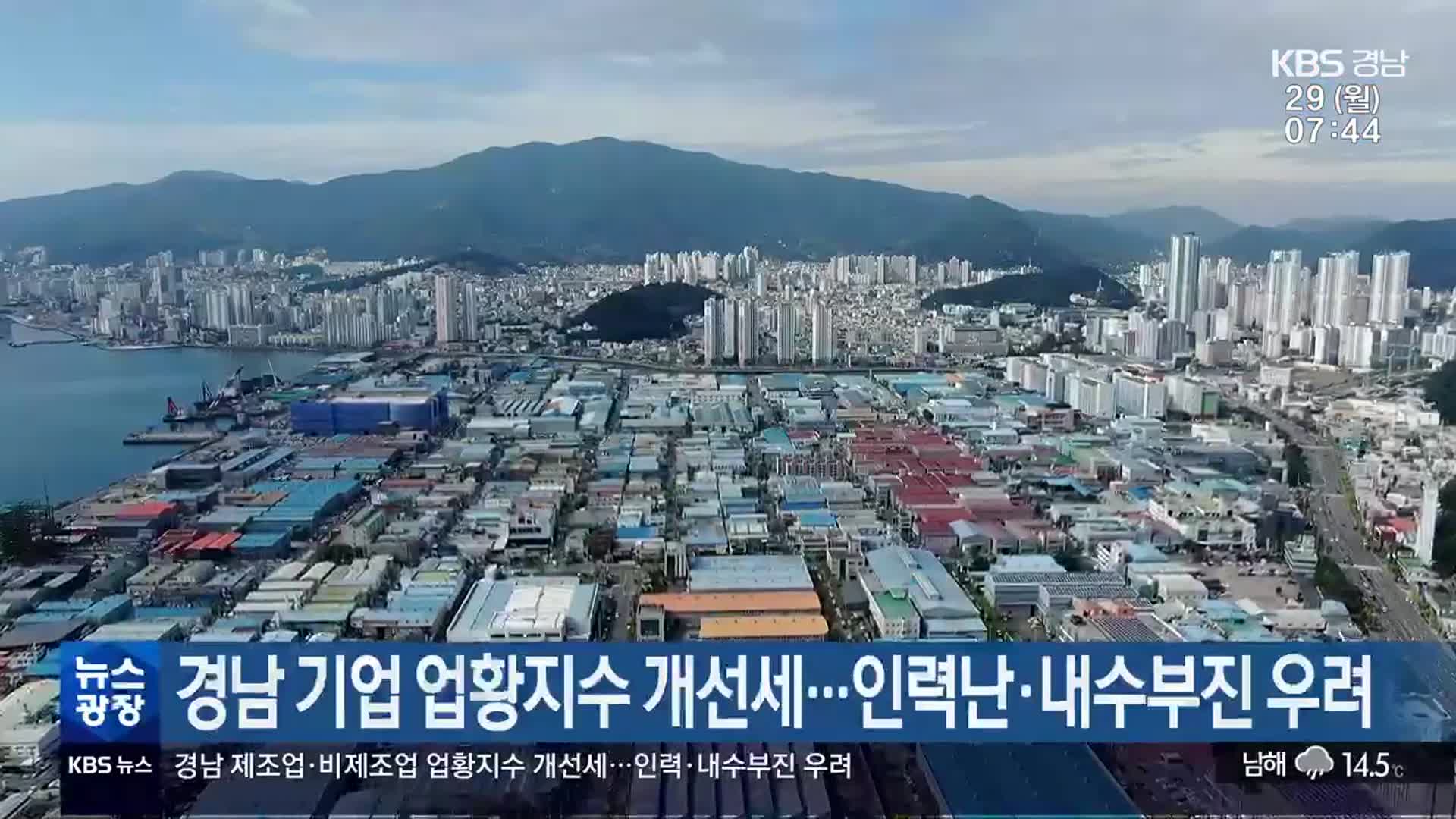 경남 기업 업황지수 개선세…인력난·내수부진 우려